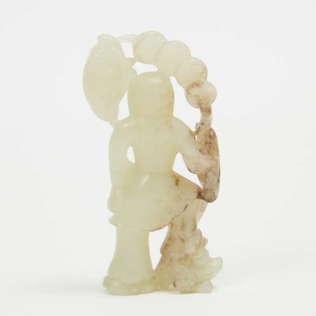 A Celadon White Carved Figure of Liu Hai