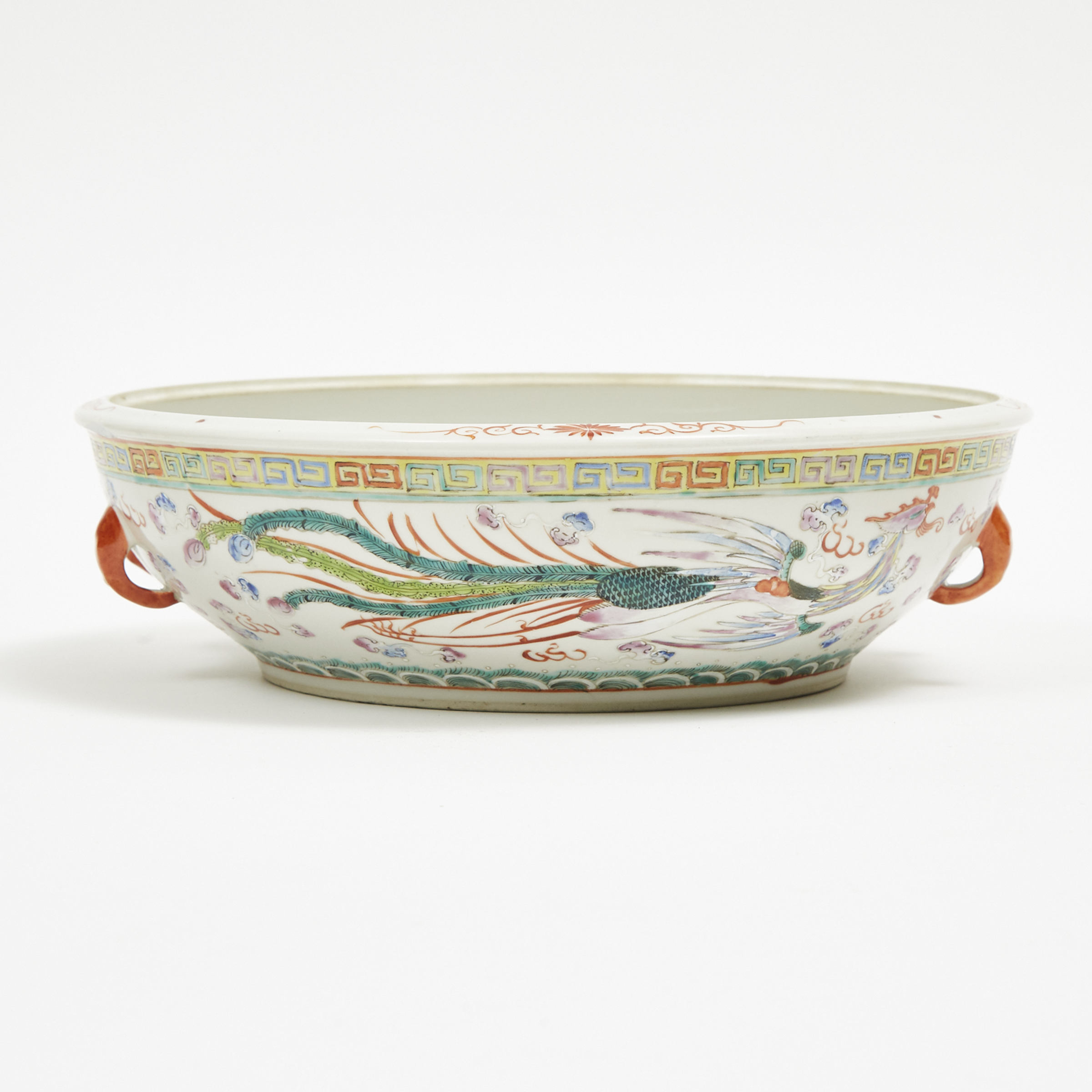 A Famille Rose Porcelain 'Phoenix' Dish, Qianlong Mark, 19/20th Century 