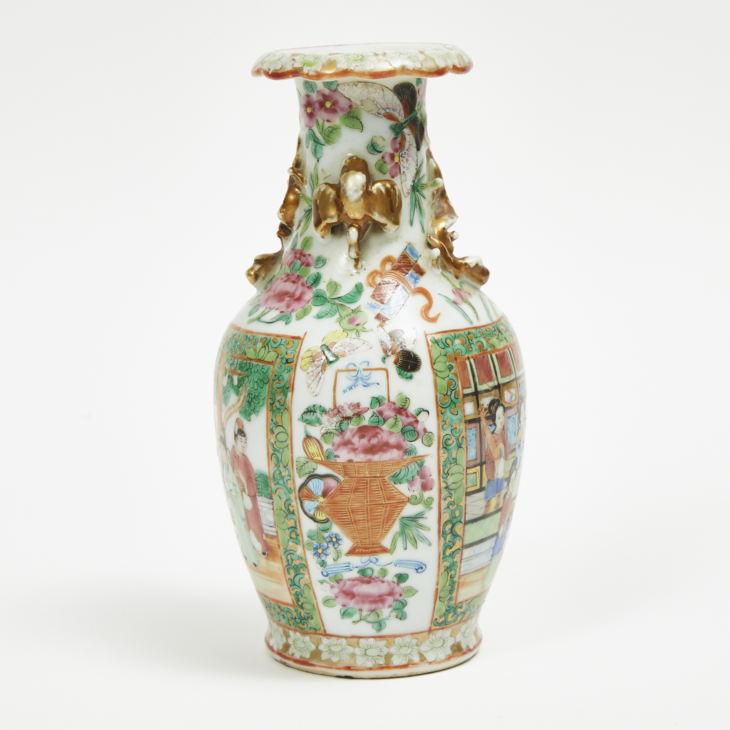 A Small Canton Famille Rose Vase, 19th Century 