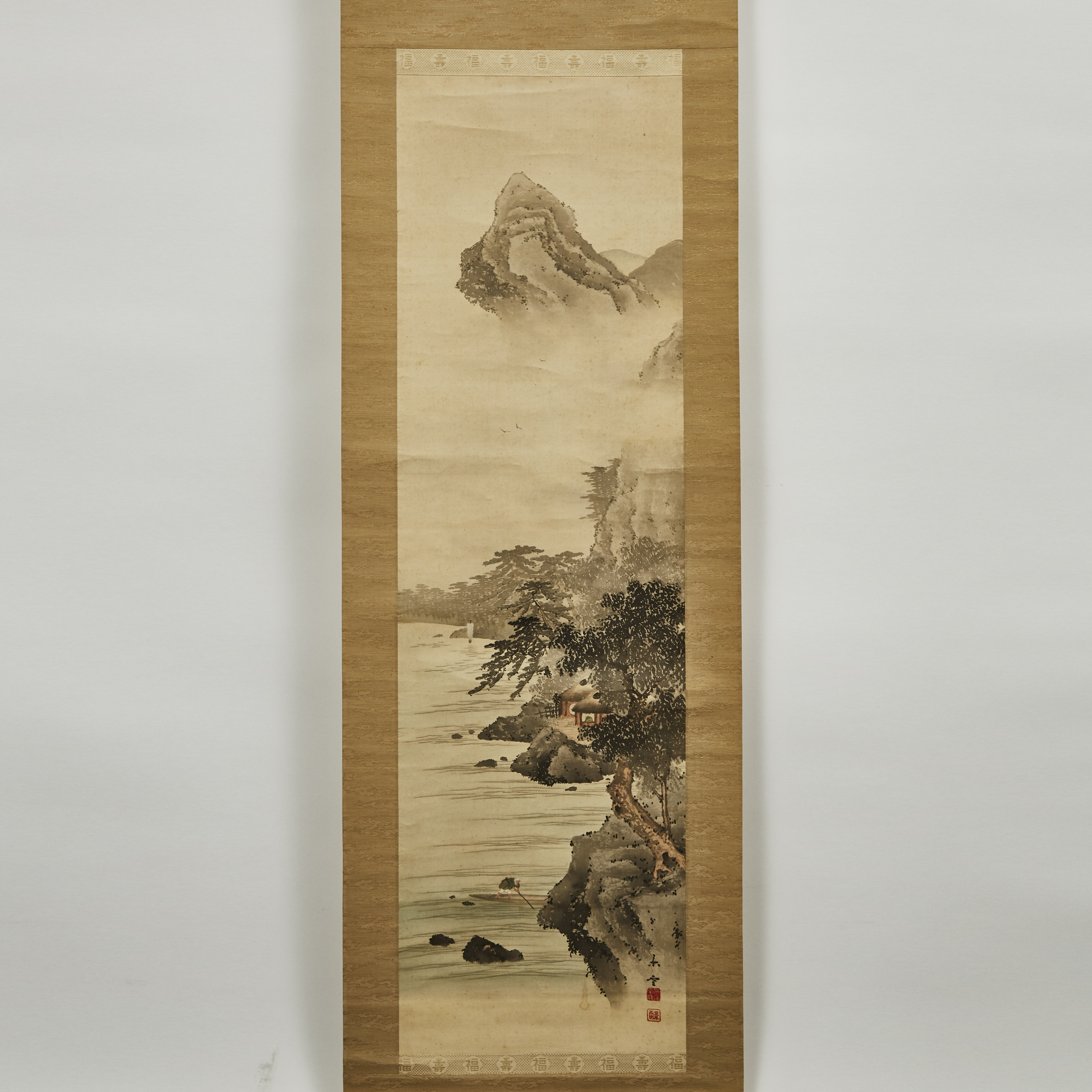 A Japanese Landscape Scroll Painting 