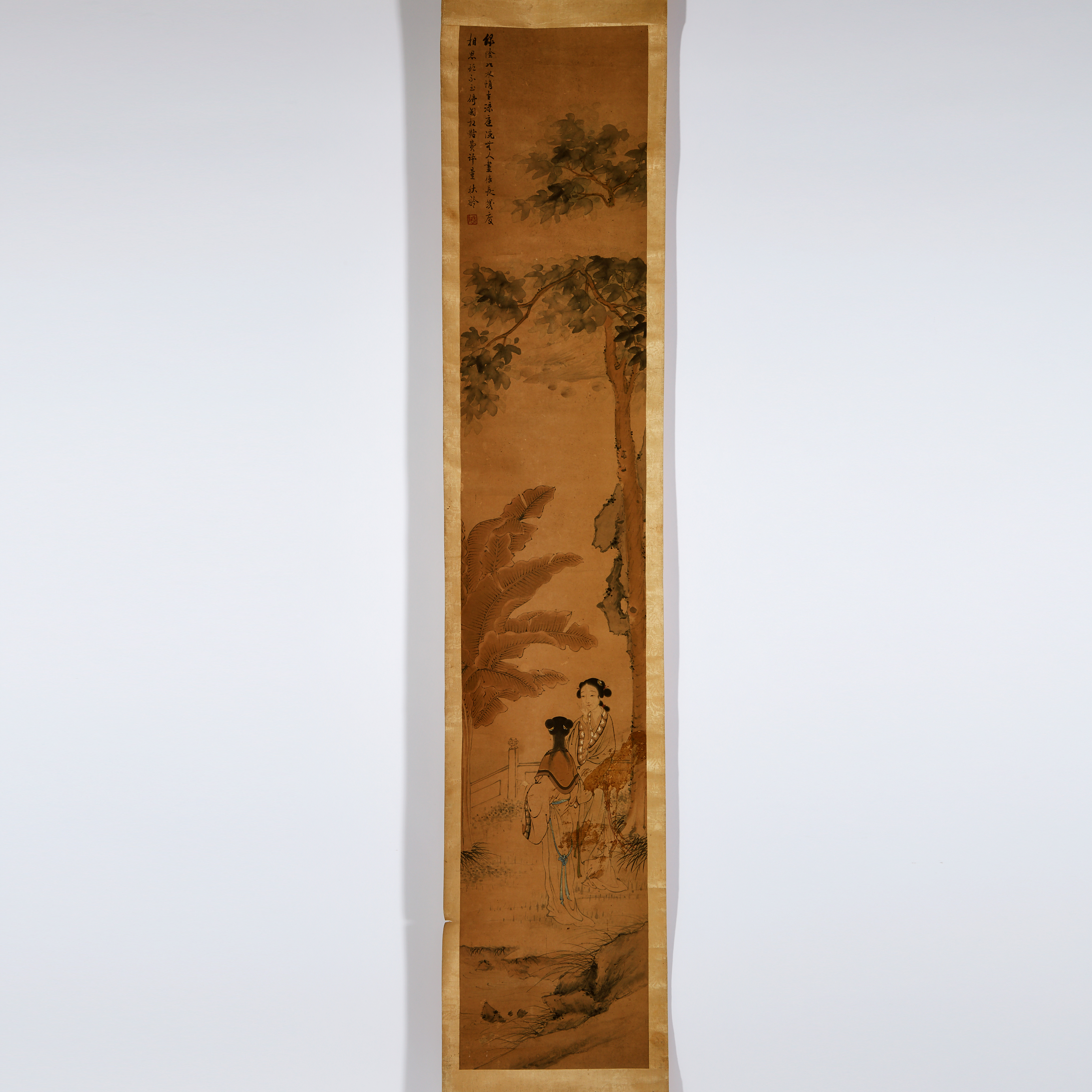 A Chinese Scroll Painting Of Ladies