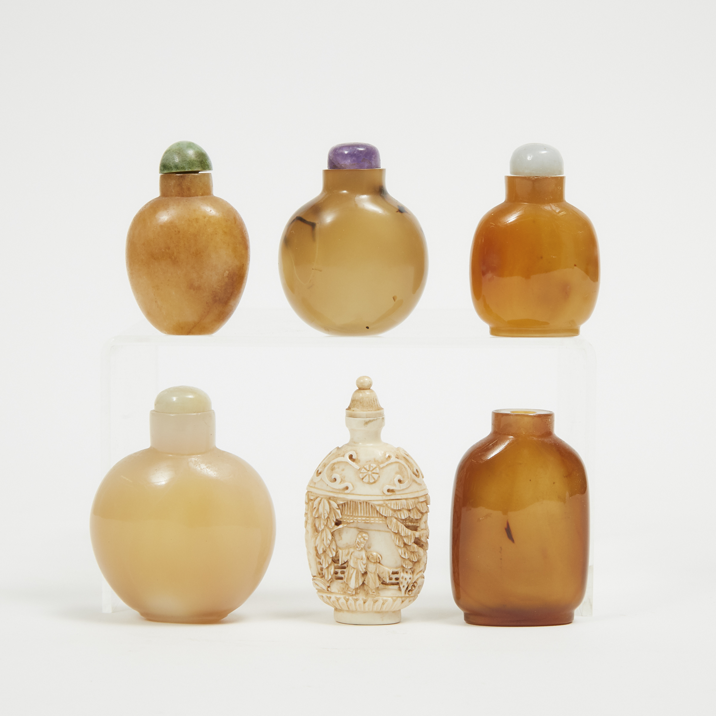 A Group of Six Snuff Bottles, 19th Century