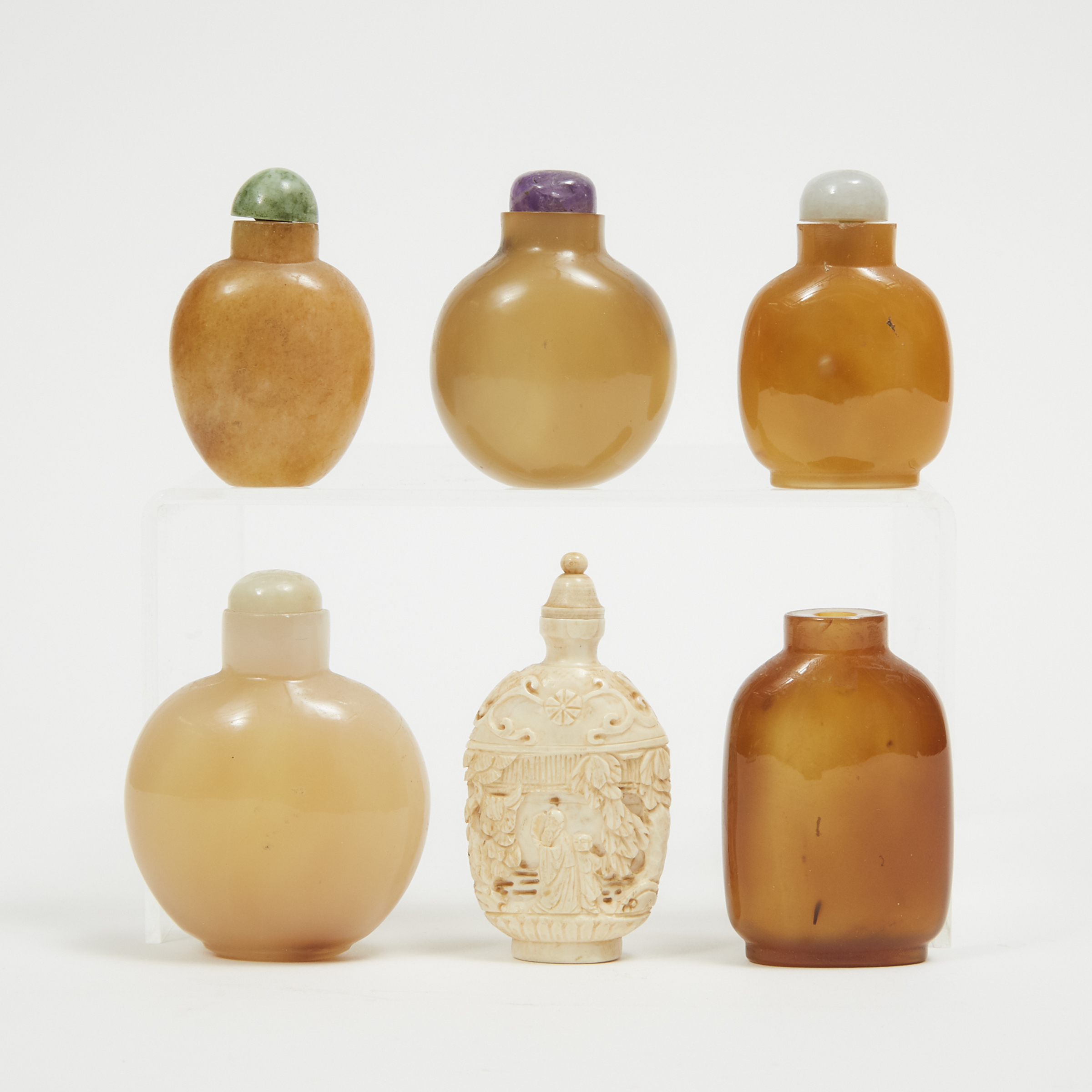 A Group of Six Snuff Bottles, 19th Century