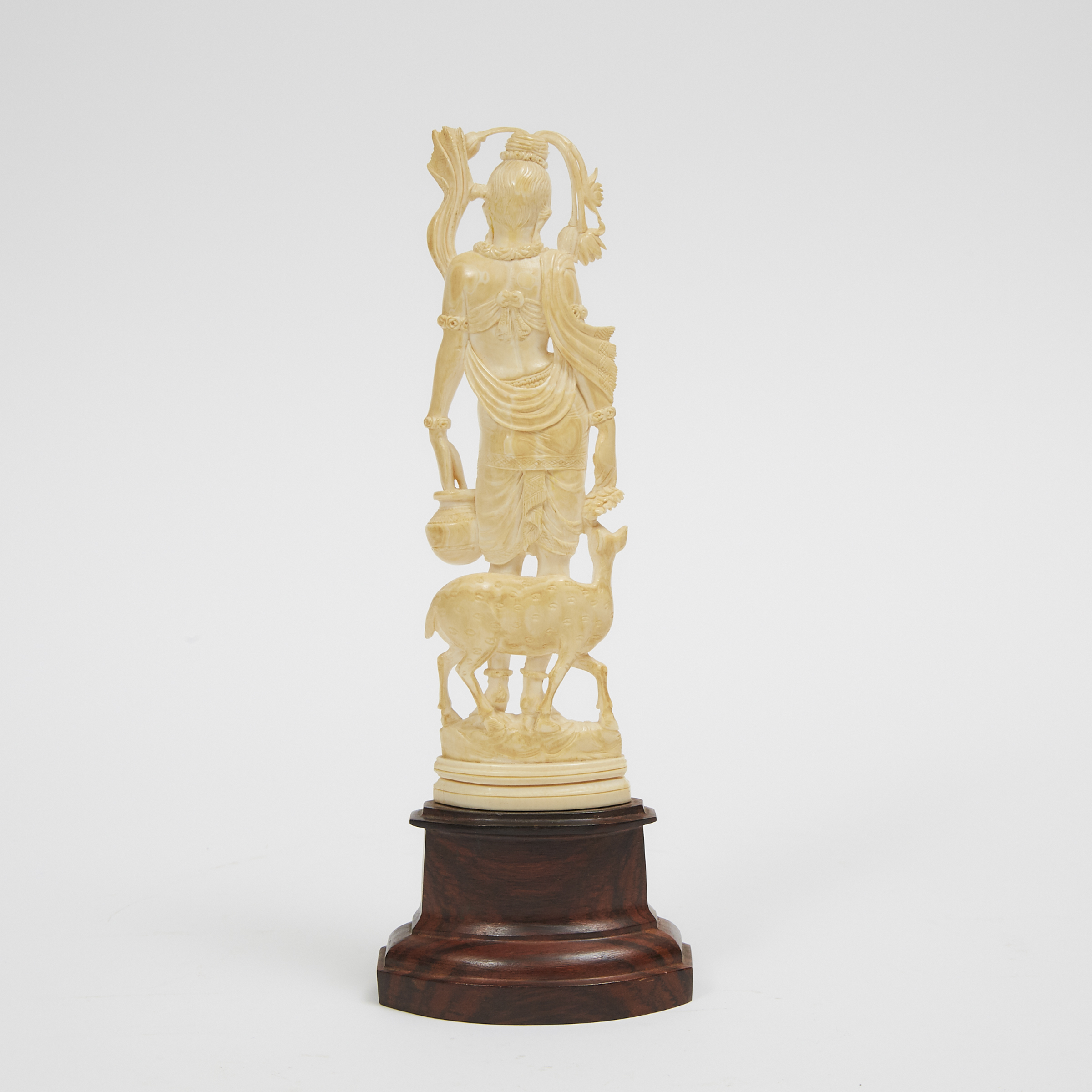 A Finely Carved Ivory Figure of Hindu Goddess with Deer