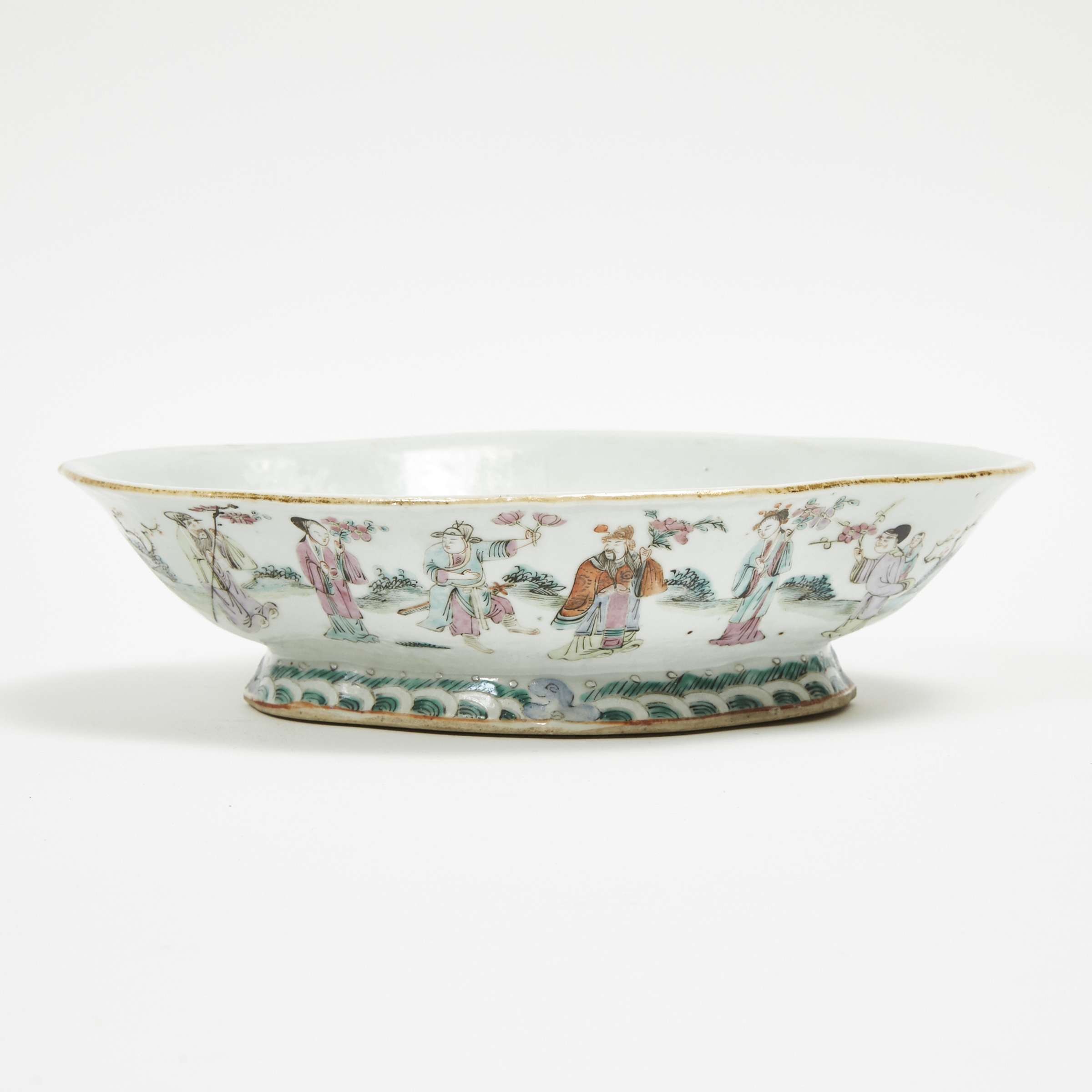 A Famille Rose 'Eight Immortals' Footed Dish, 19th Century