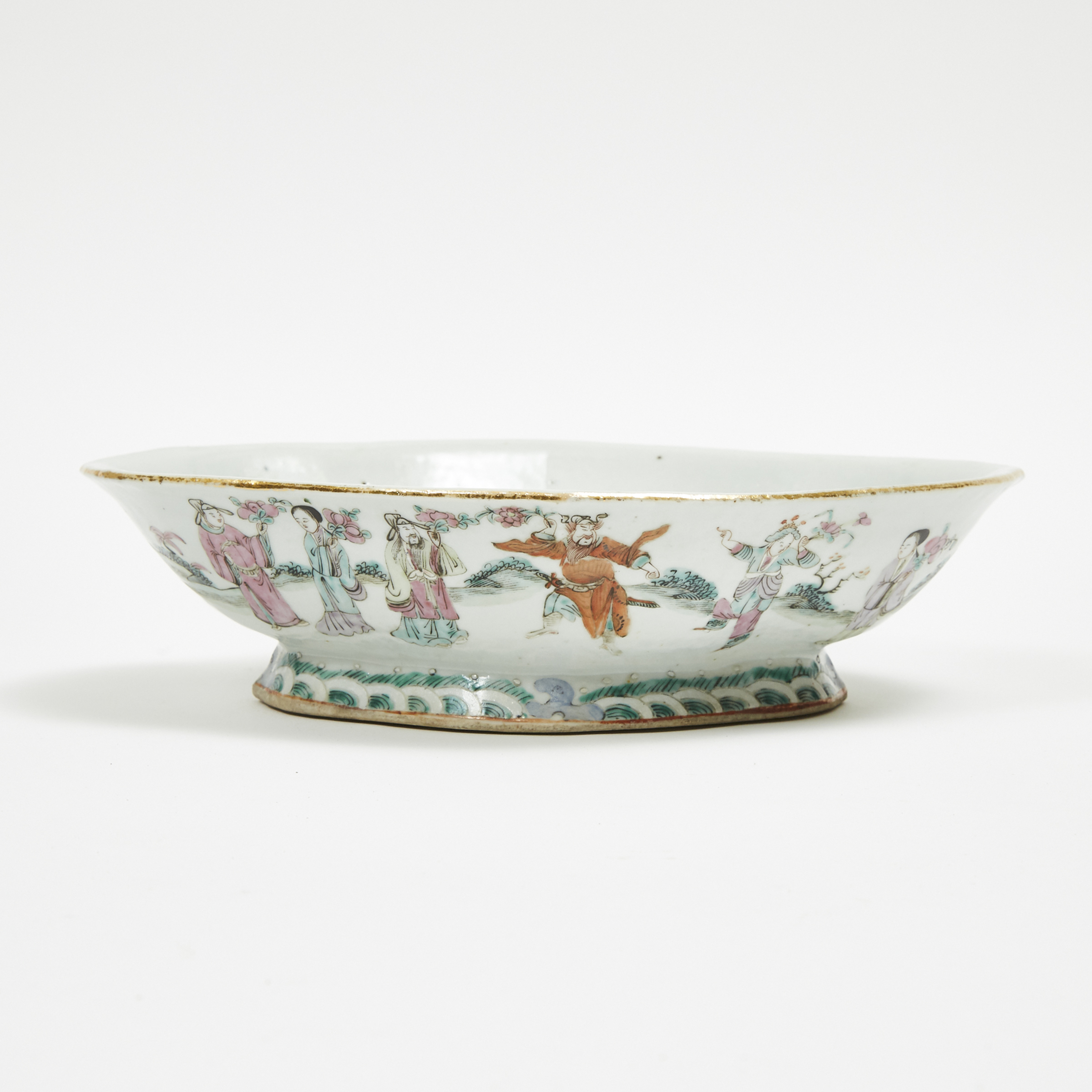 A Famille Rose 'Eight Immortals' Footed Dish, 19th Century