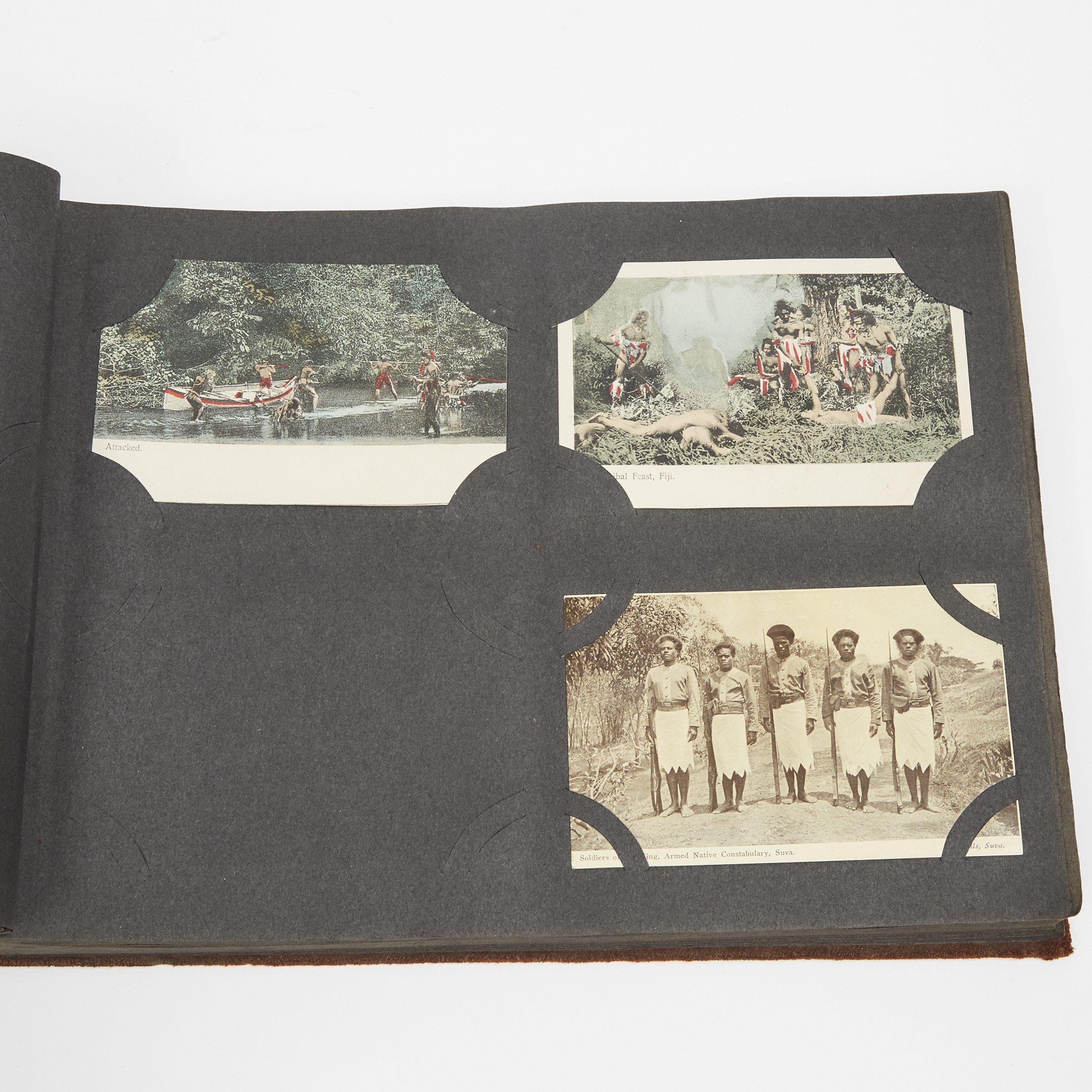 A Photo Album Containing Sixty-Seven Tinted Black and White Photograph Postcards of Japan and the World, Early 20th Century