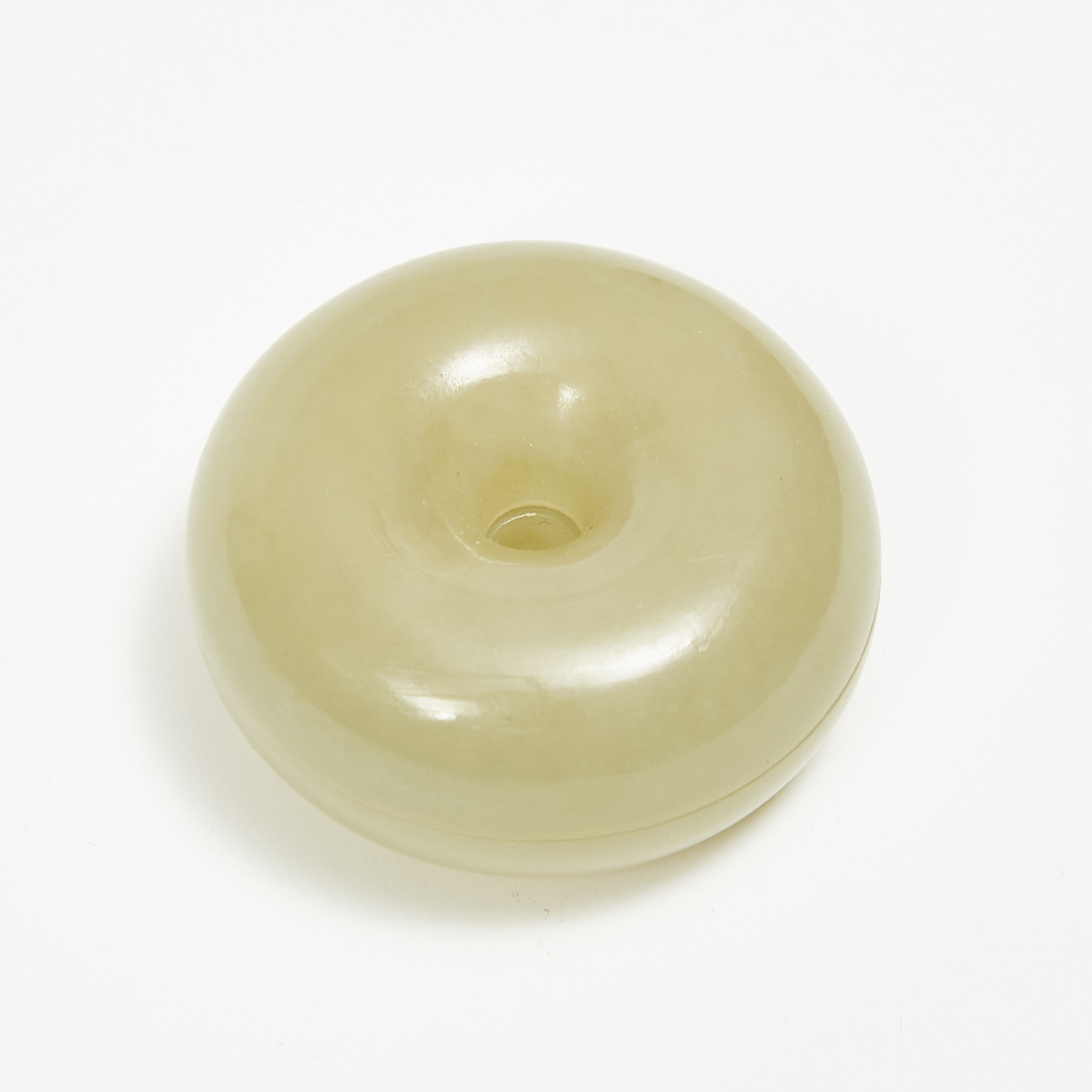 A Fine Small Round Shaped Celadon Jade Box
