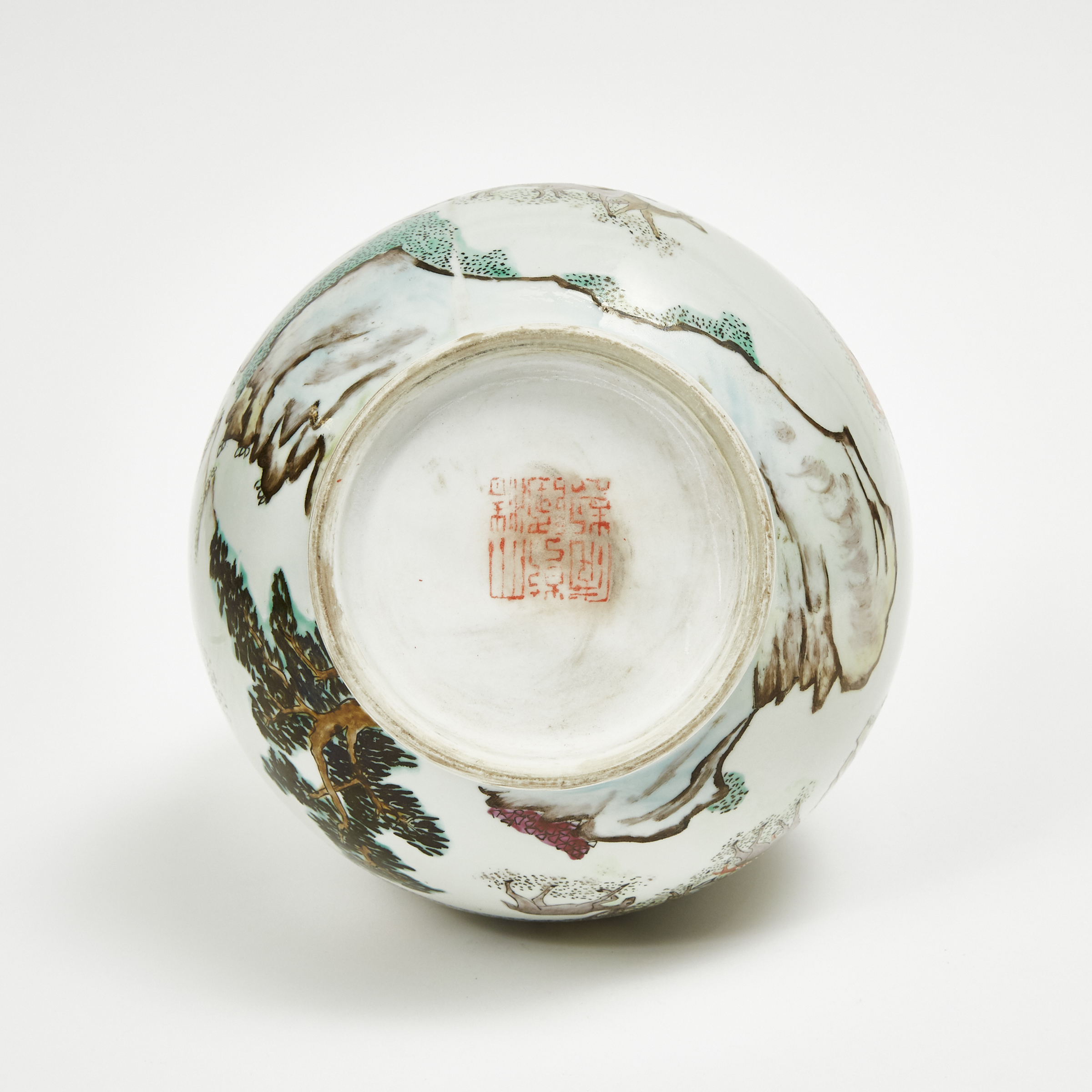 A Famille Rose ‘Deer’ Vase, Qianlong Mark, Republican Period