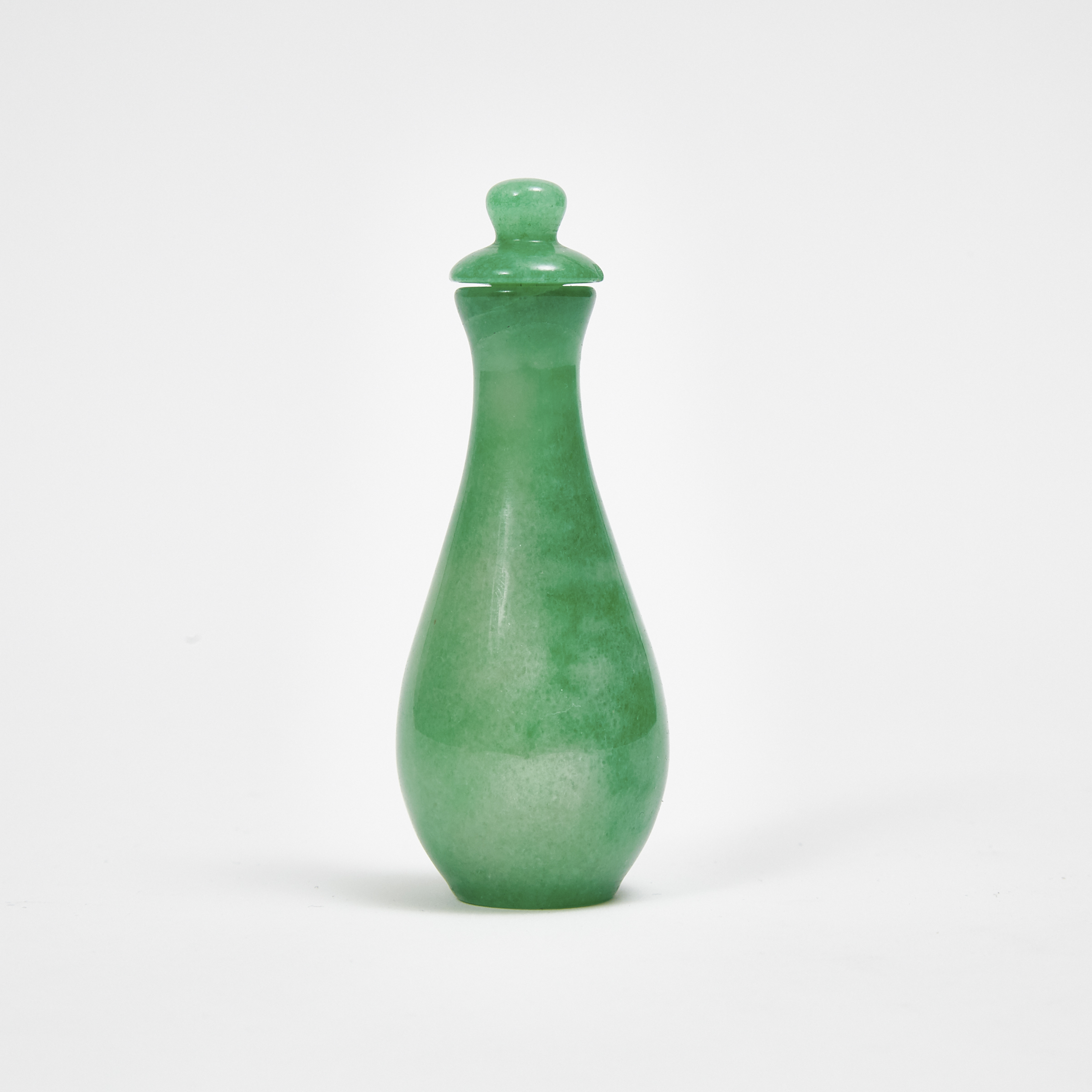 A Miniature Jadeite Lidded Vase on Stand
