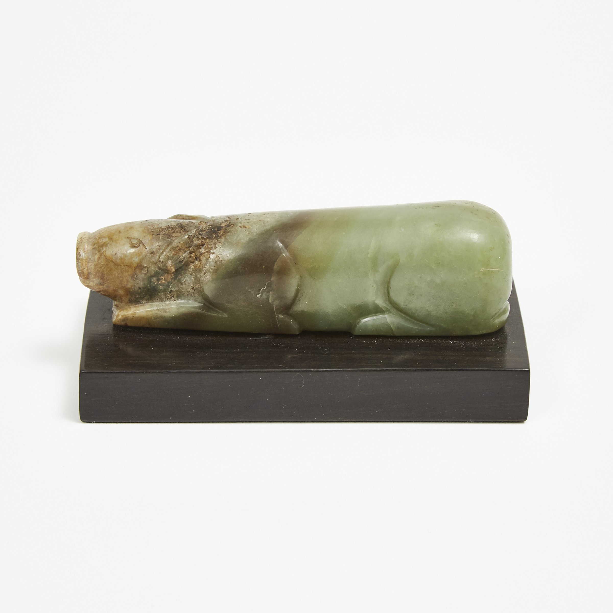 A Green Jade Carving of a Pig, Possibly Han Dynasty