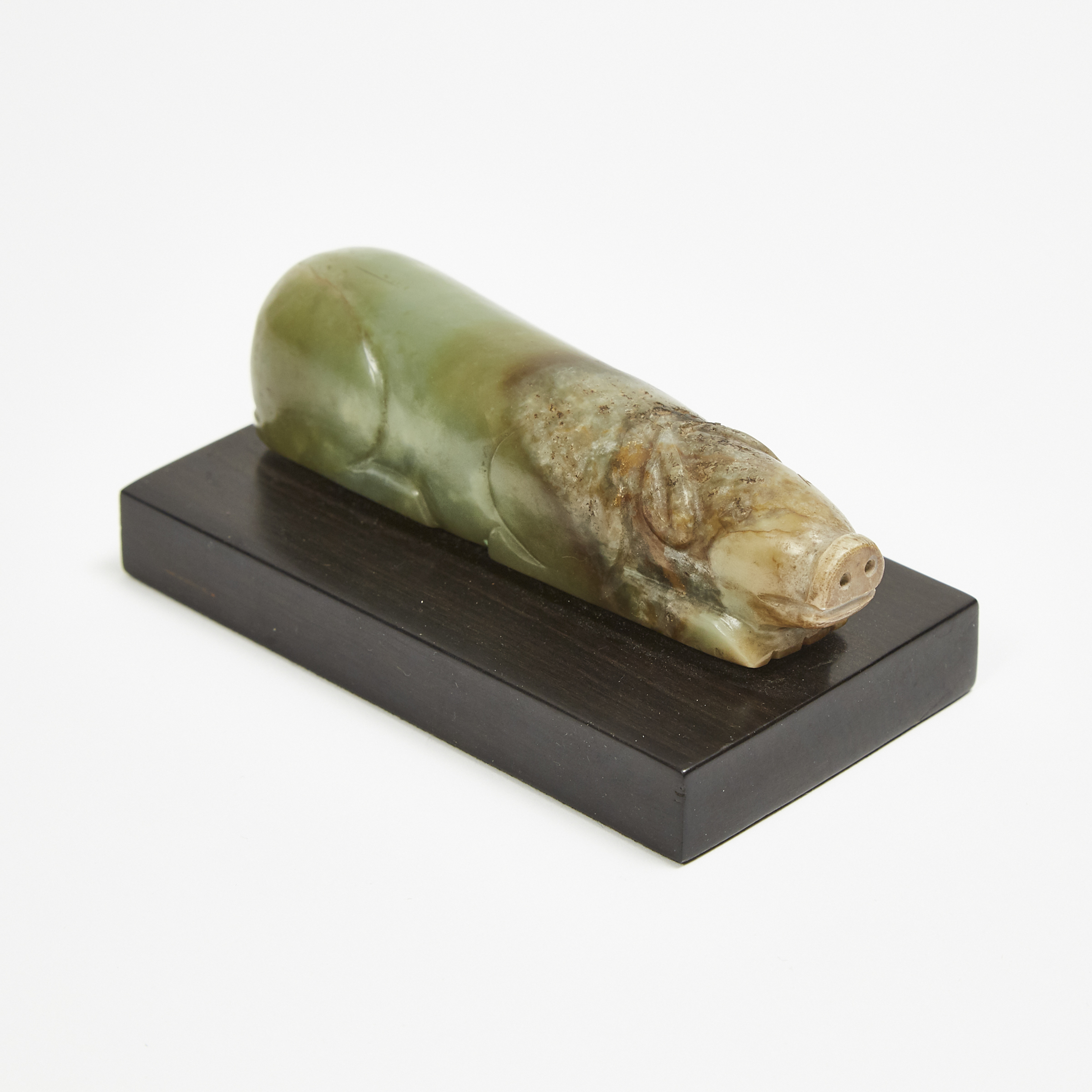 A Green Jade Carving of a Pig, Possibly Han Dynasty