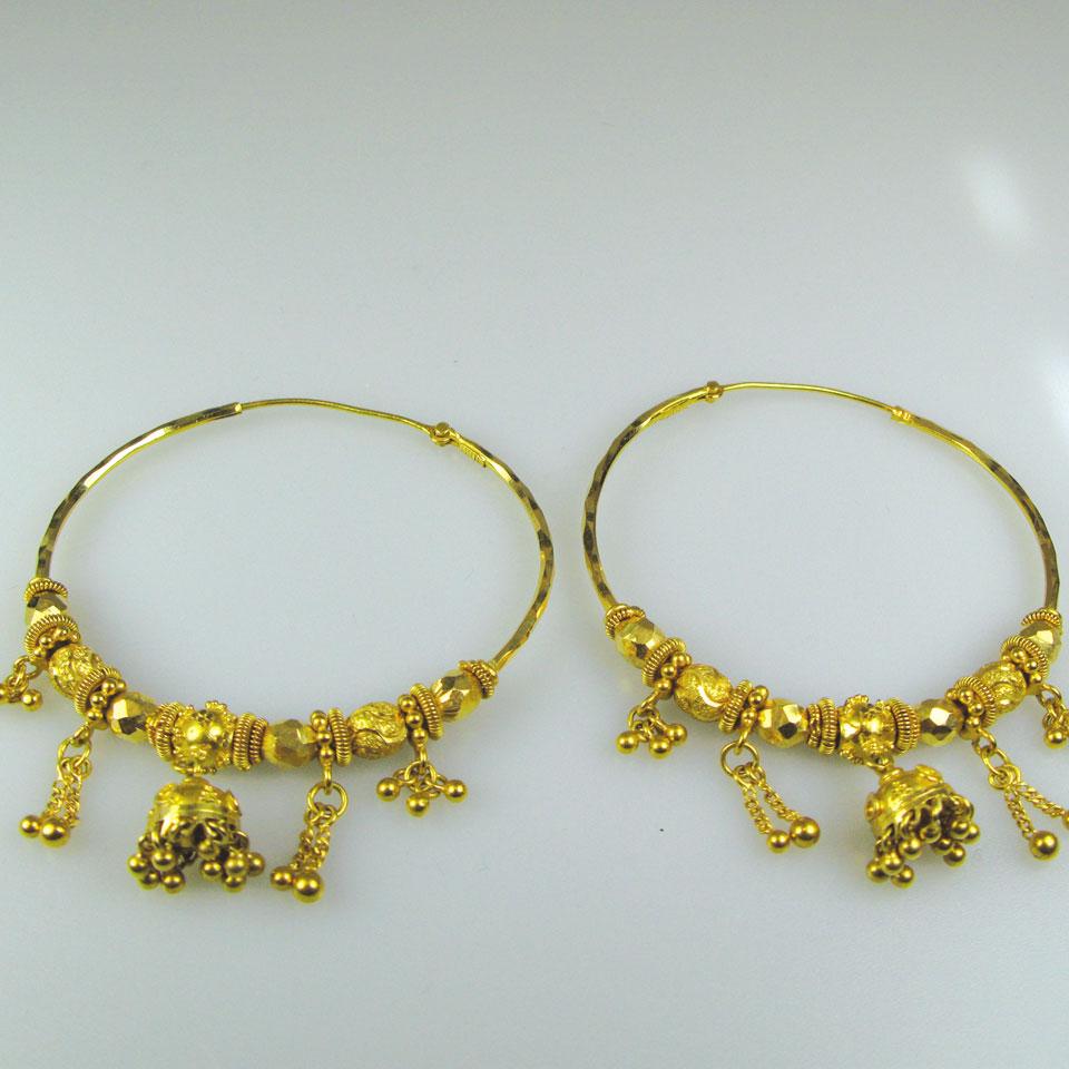 Pair of 22k yellow gold hoop earrings