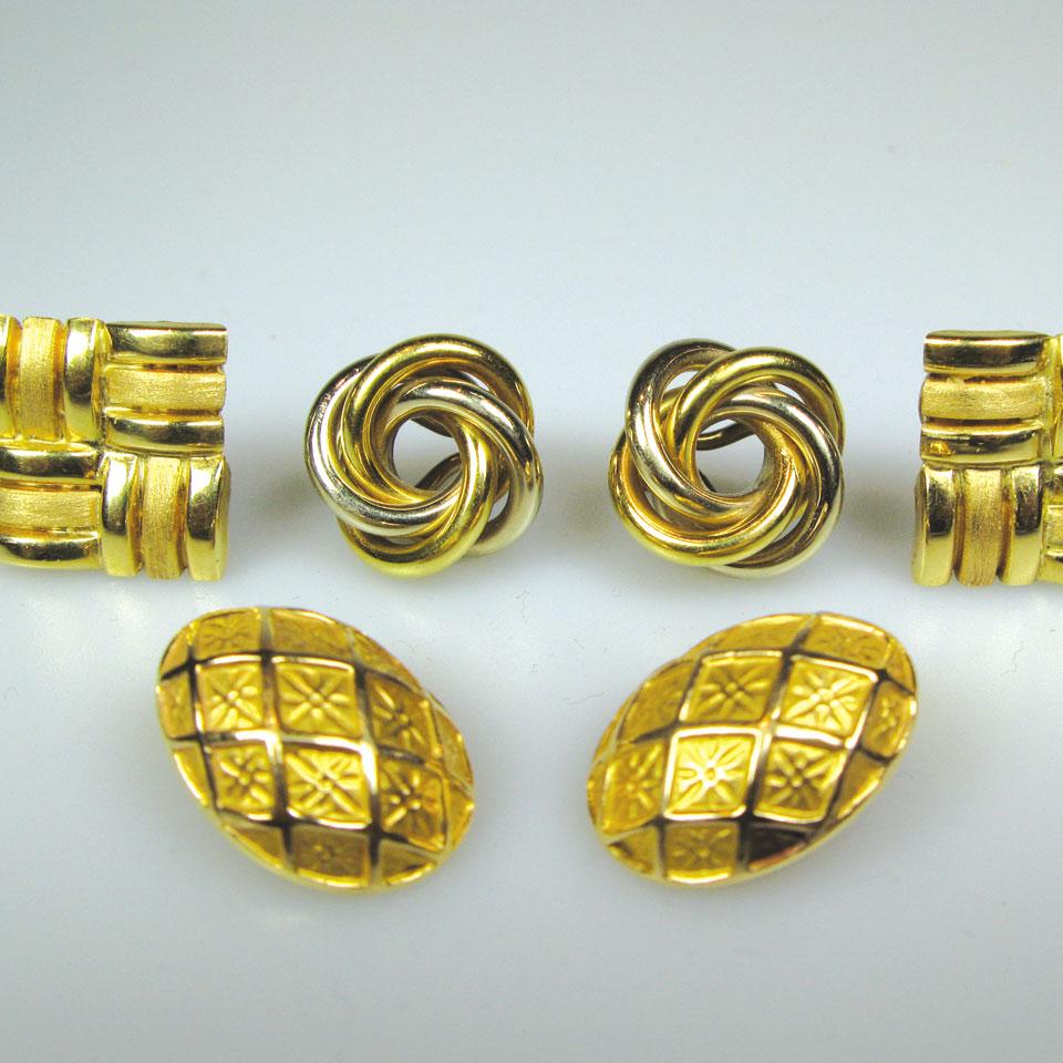 1 x 9k, 3 x 14k and 2 x 18k pairs of yellow gold earrngs