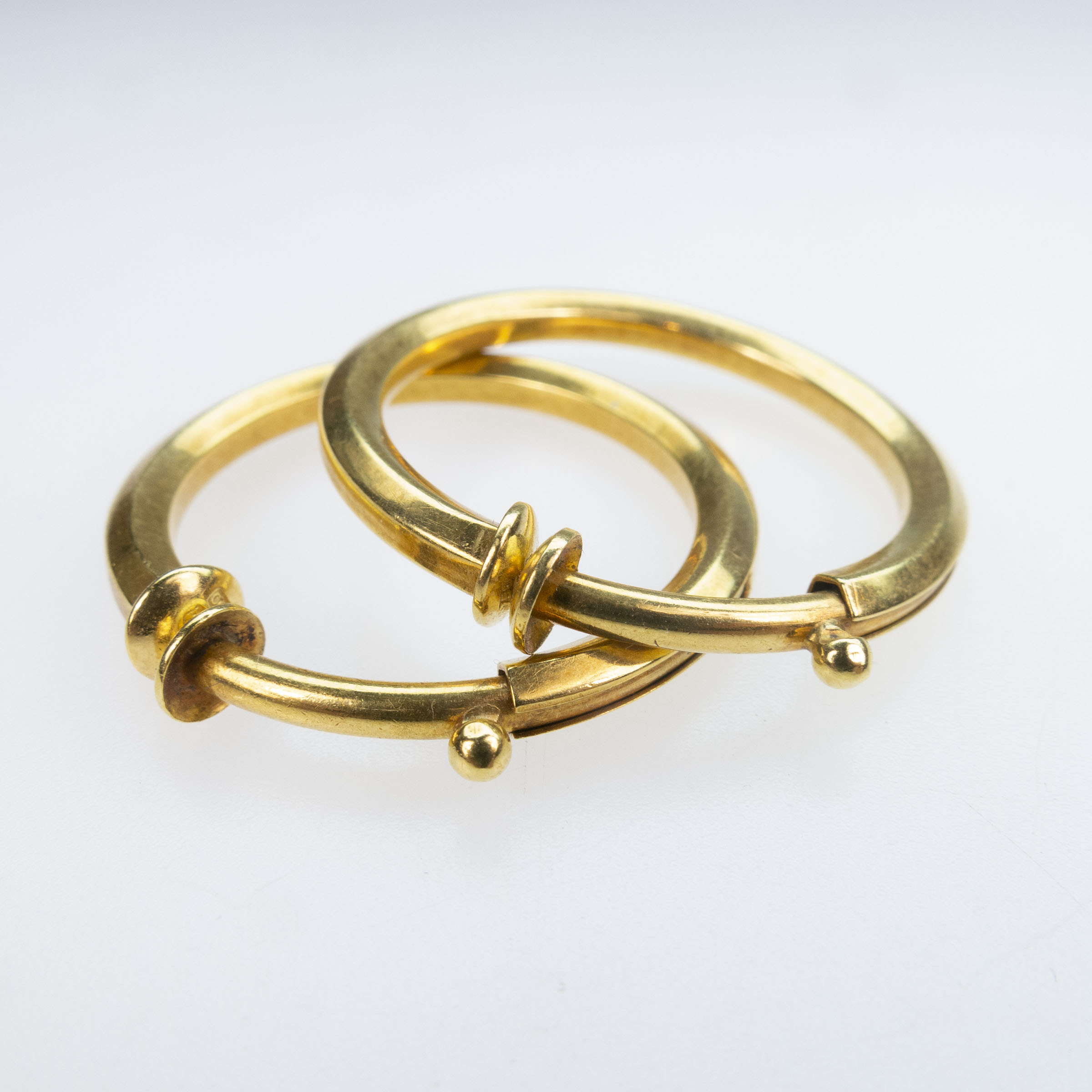 Pair Of Italian 18k Yellow Gold Clip-On Hoop Earrings