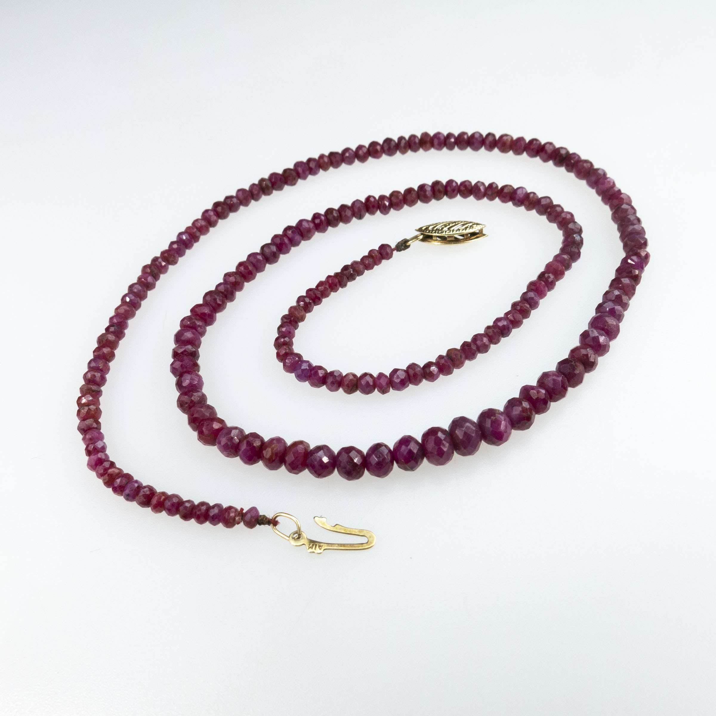 Graduated Faceted Ruby Bead Necklace 