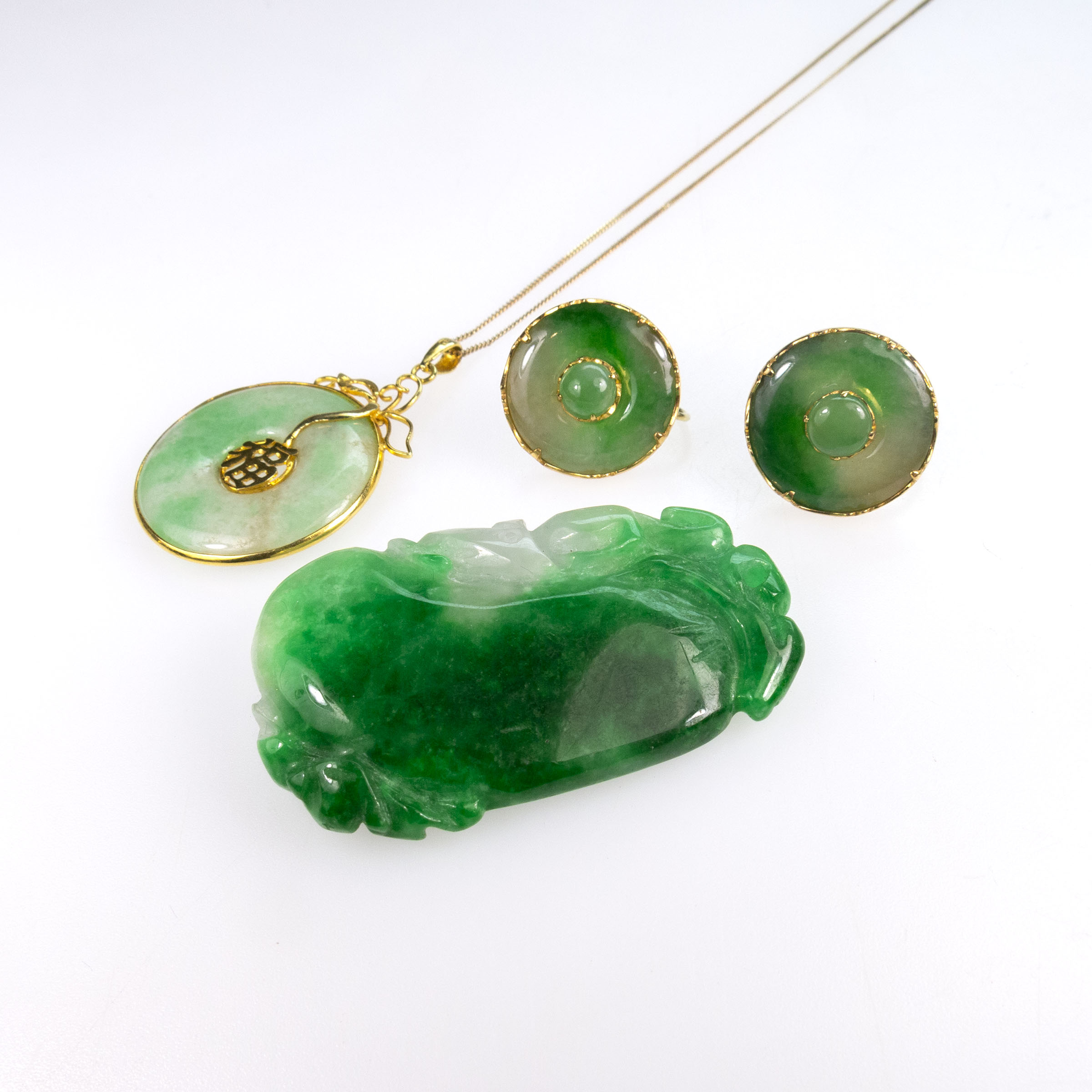 Four Pieces Of Jadeite Jewellery