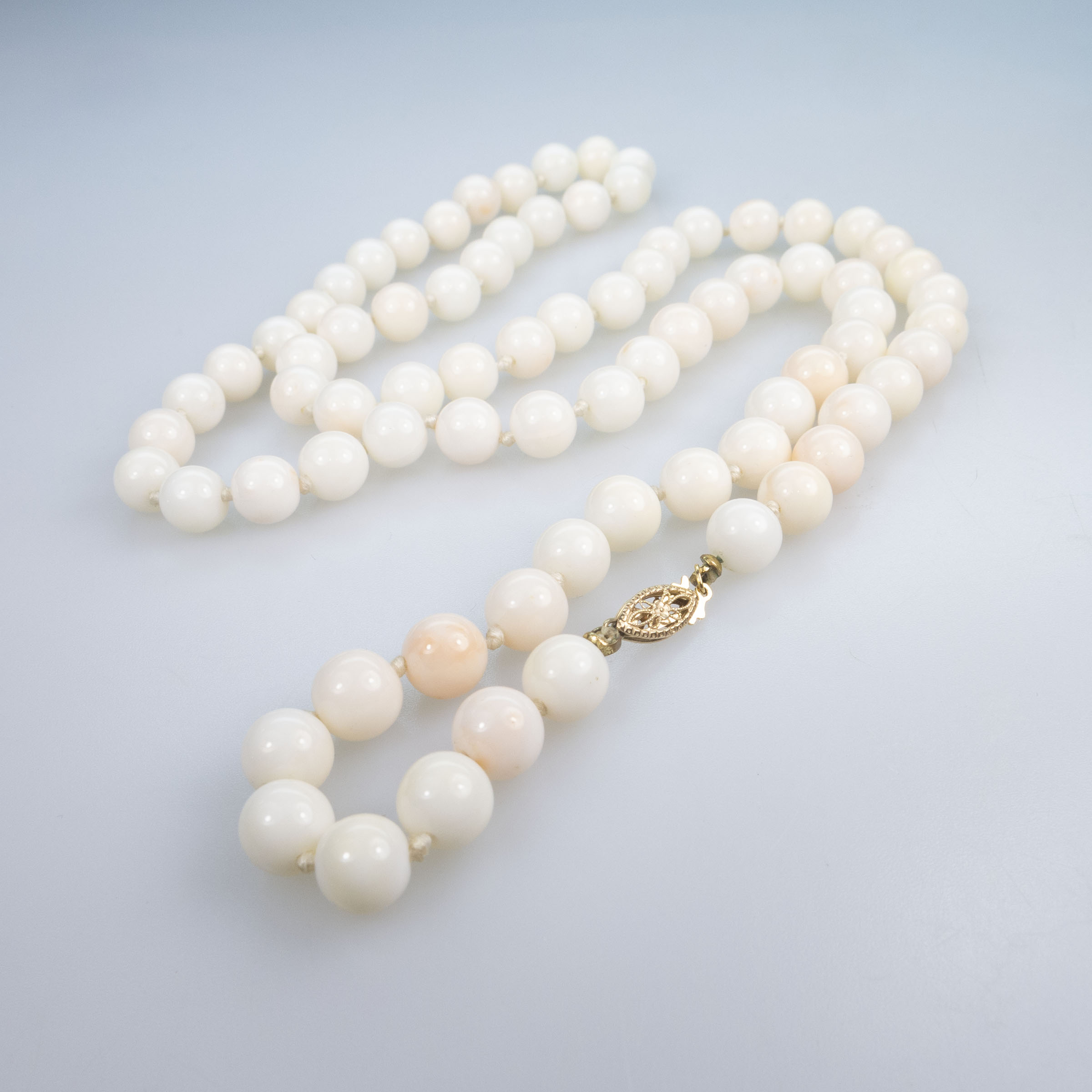 Single Strand Angel Skin Coral Bead Necklace