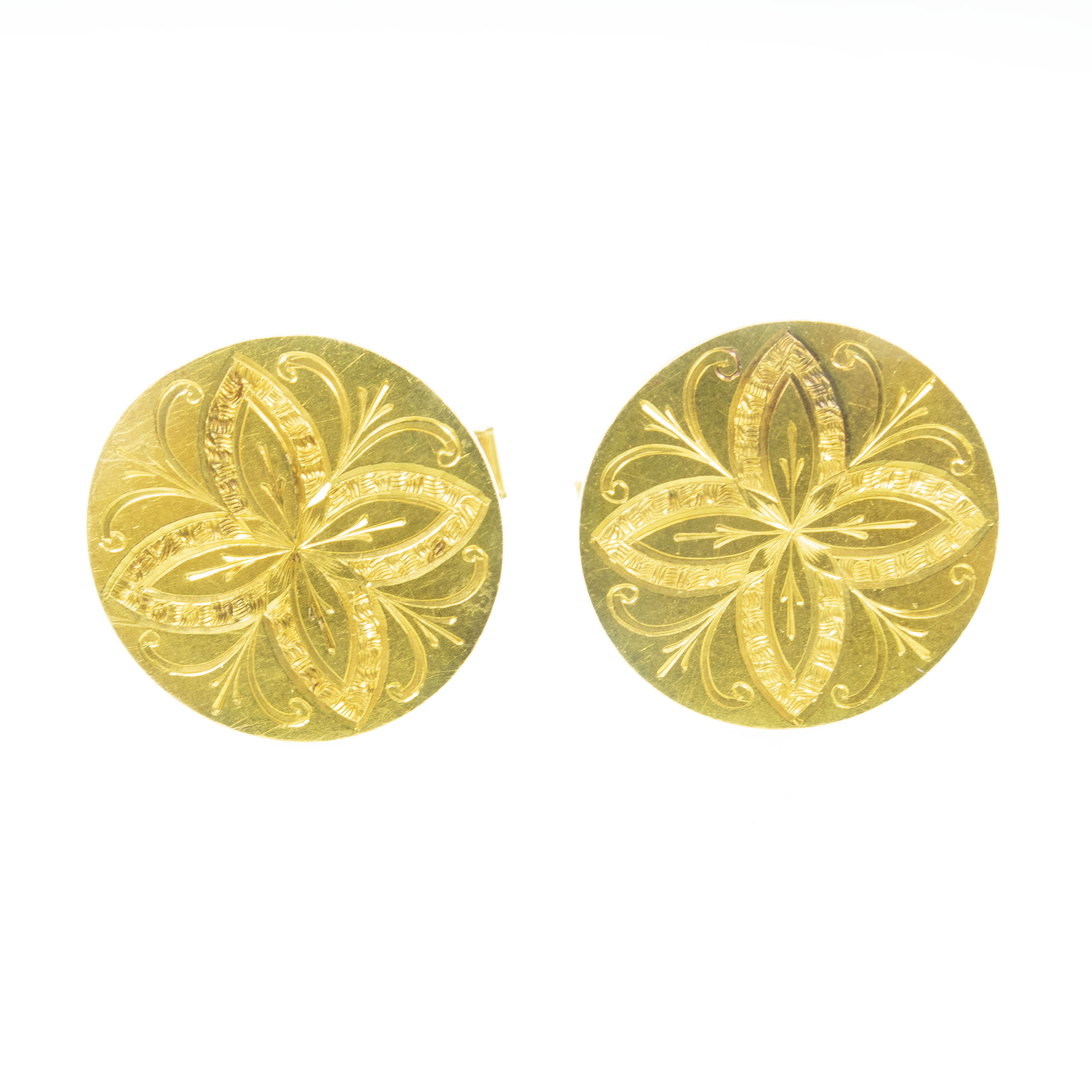 14k Yellow Gold Circular Cufflinks