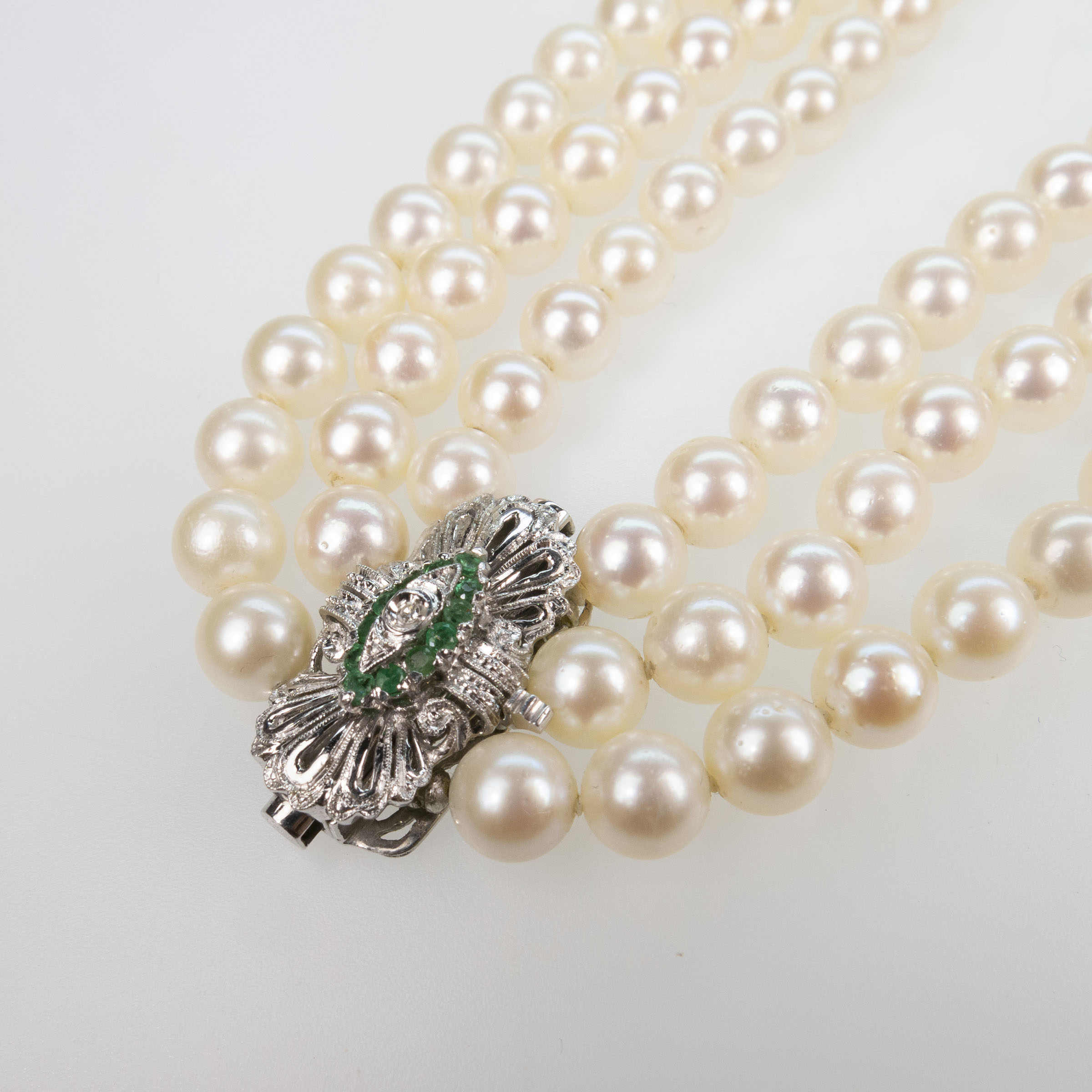 Triple Strand Cultured Pearl Necklace