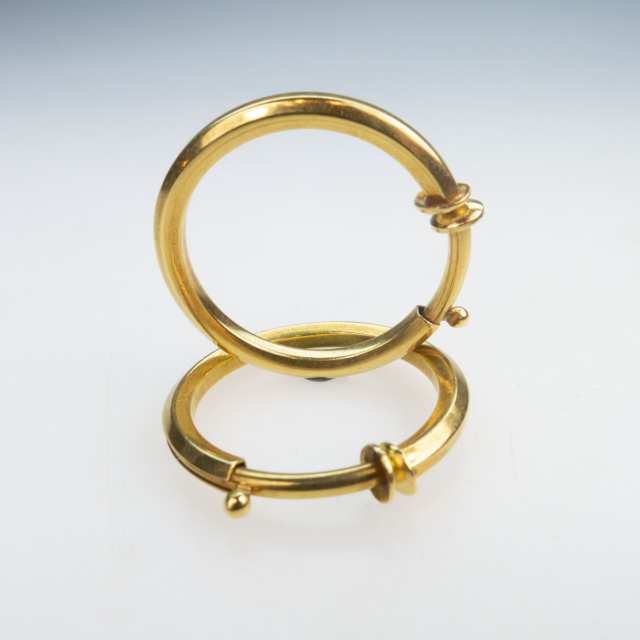 Pair Of Italian 18k Yellow Gold Clip-On Hoop Earrings