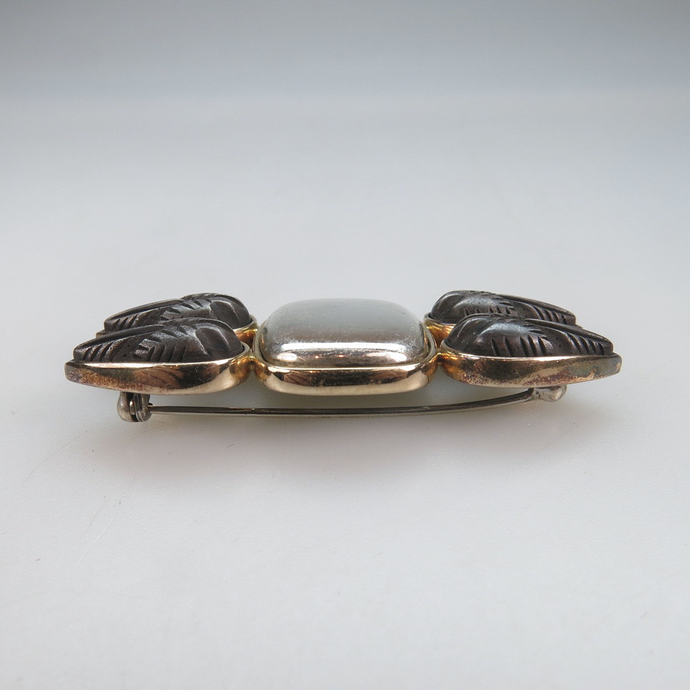 Ruth Bloch Israeli Sterling Silver And 14k Yellow Gold Brooch
