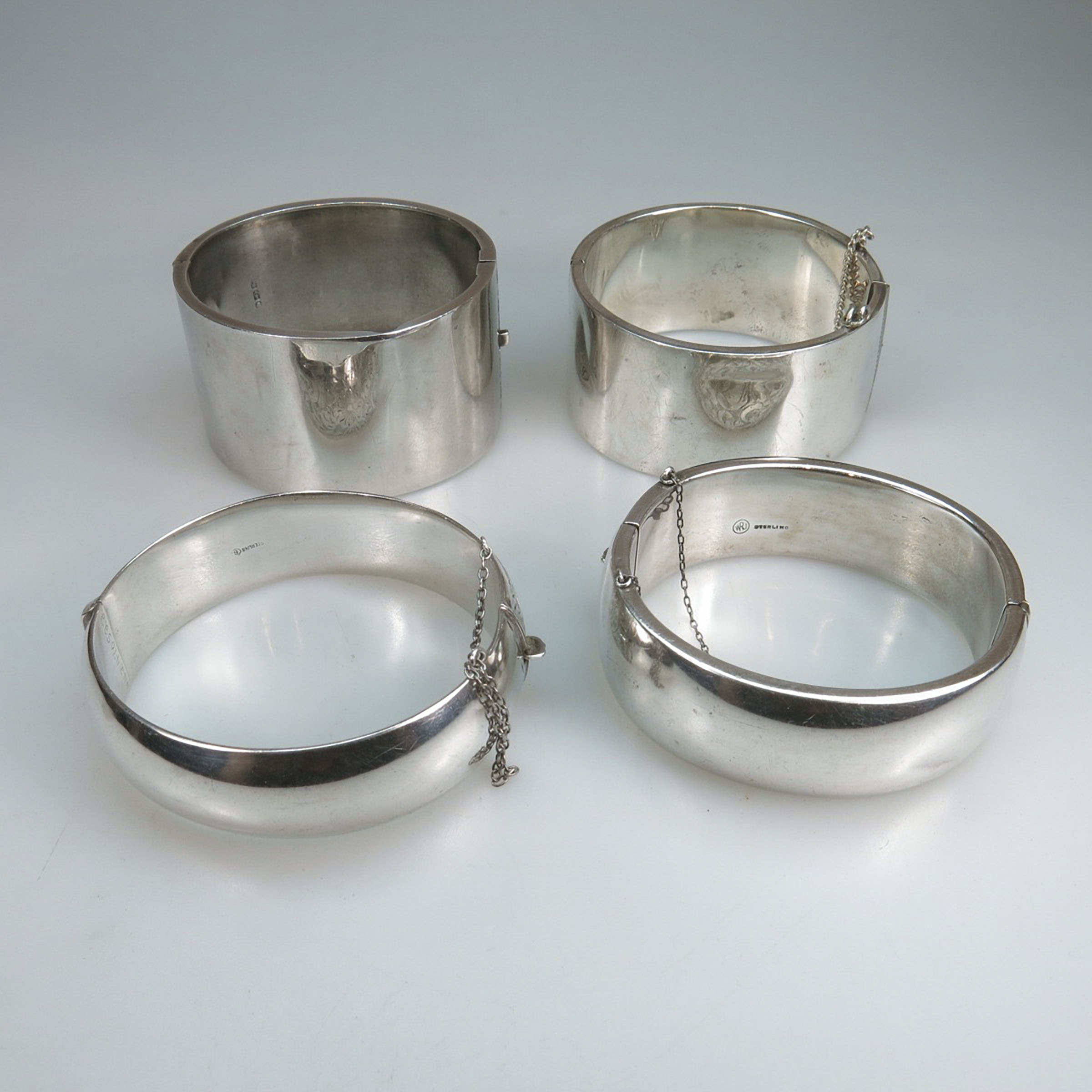 4 Sterling Silver Hinged Bangles