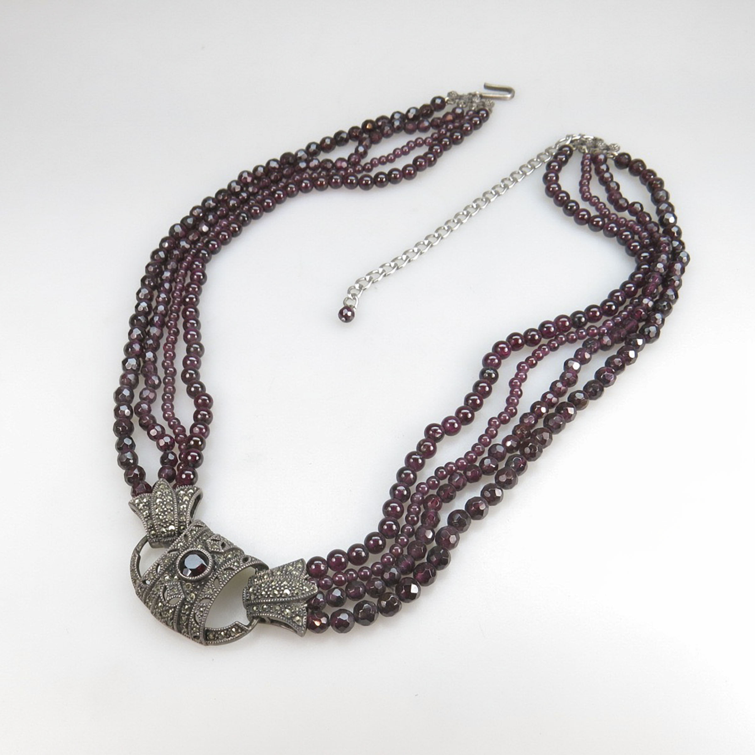 4 Strand Faceted Garnet Bead Necklace 