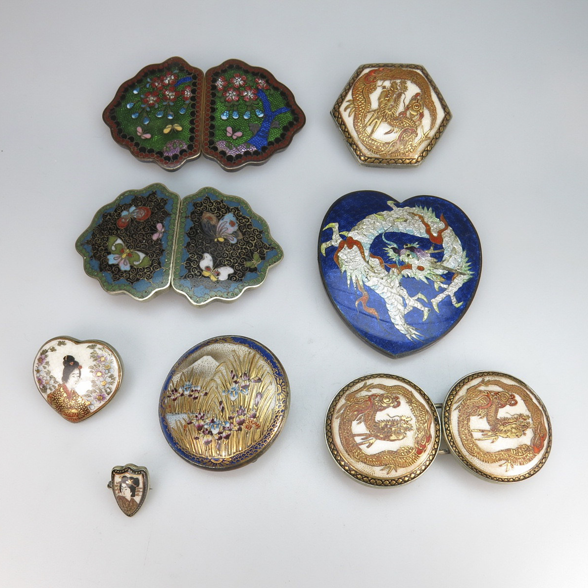 Small Quantity Of Satsuma And Cloisonné Buckles