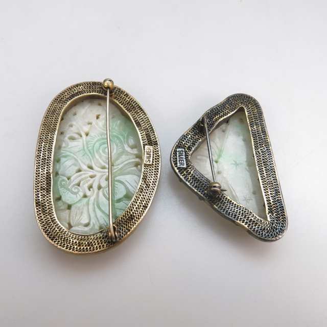 Two Chinese Silver Gilt Filigree Brooches