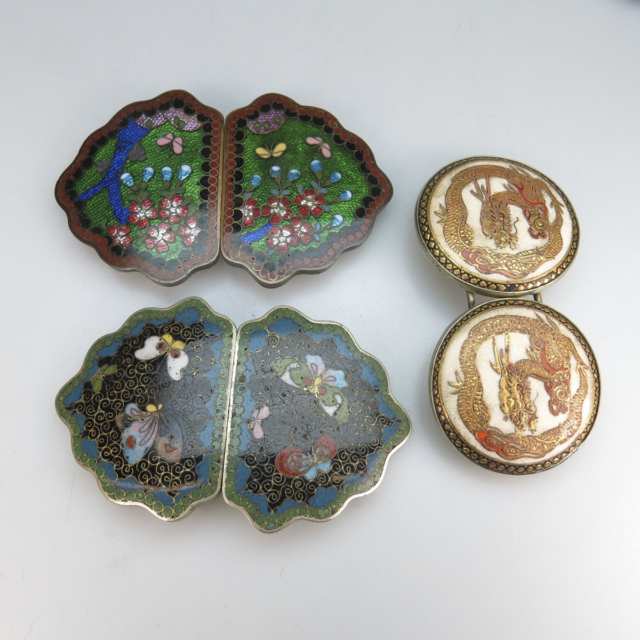 Small Quantity Of Satsuma And Cloisonné Buckles