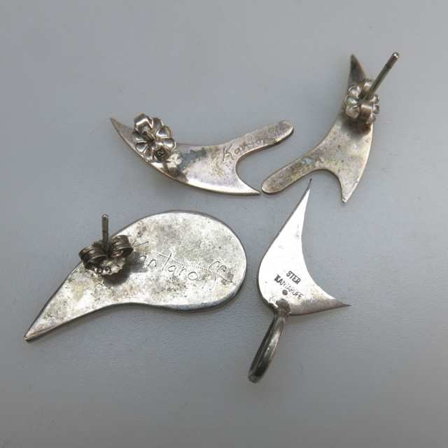 Maryon Kantaroff Sterling Silver Abstract Earrings And A Pendant