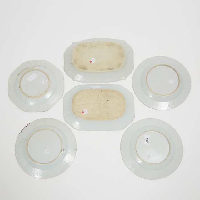 A Set of Six Blue and White Plates, 18th/19th Century