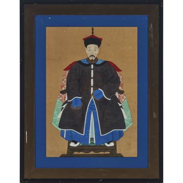 A Pair of Chinese Ancestor Portraits, 19th Century