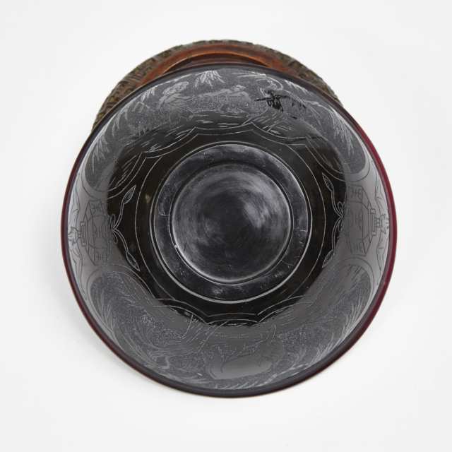 A Pair of Purple Peking Glass Bowls