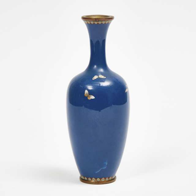 A Blue Ground Cloisonné Vase, Meiji Period 