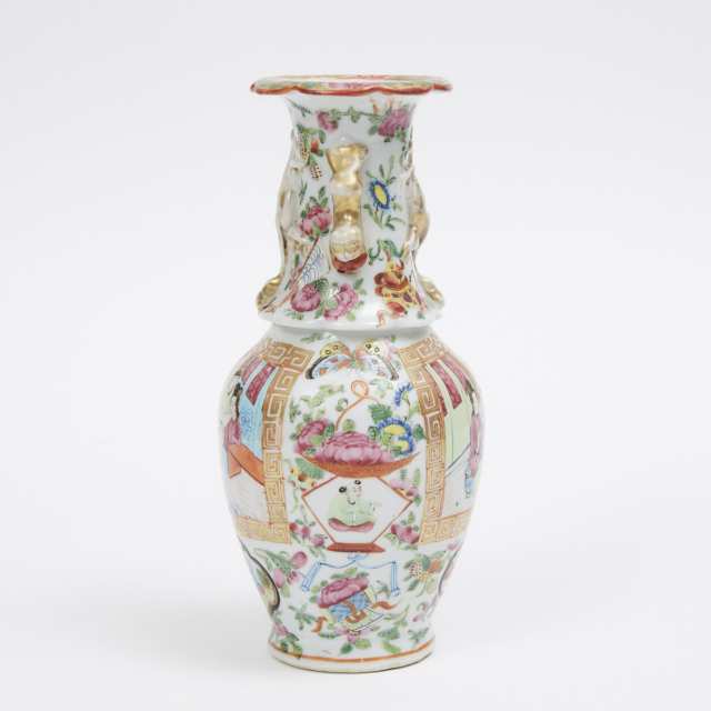 A Small Canton Famille Rose Vase