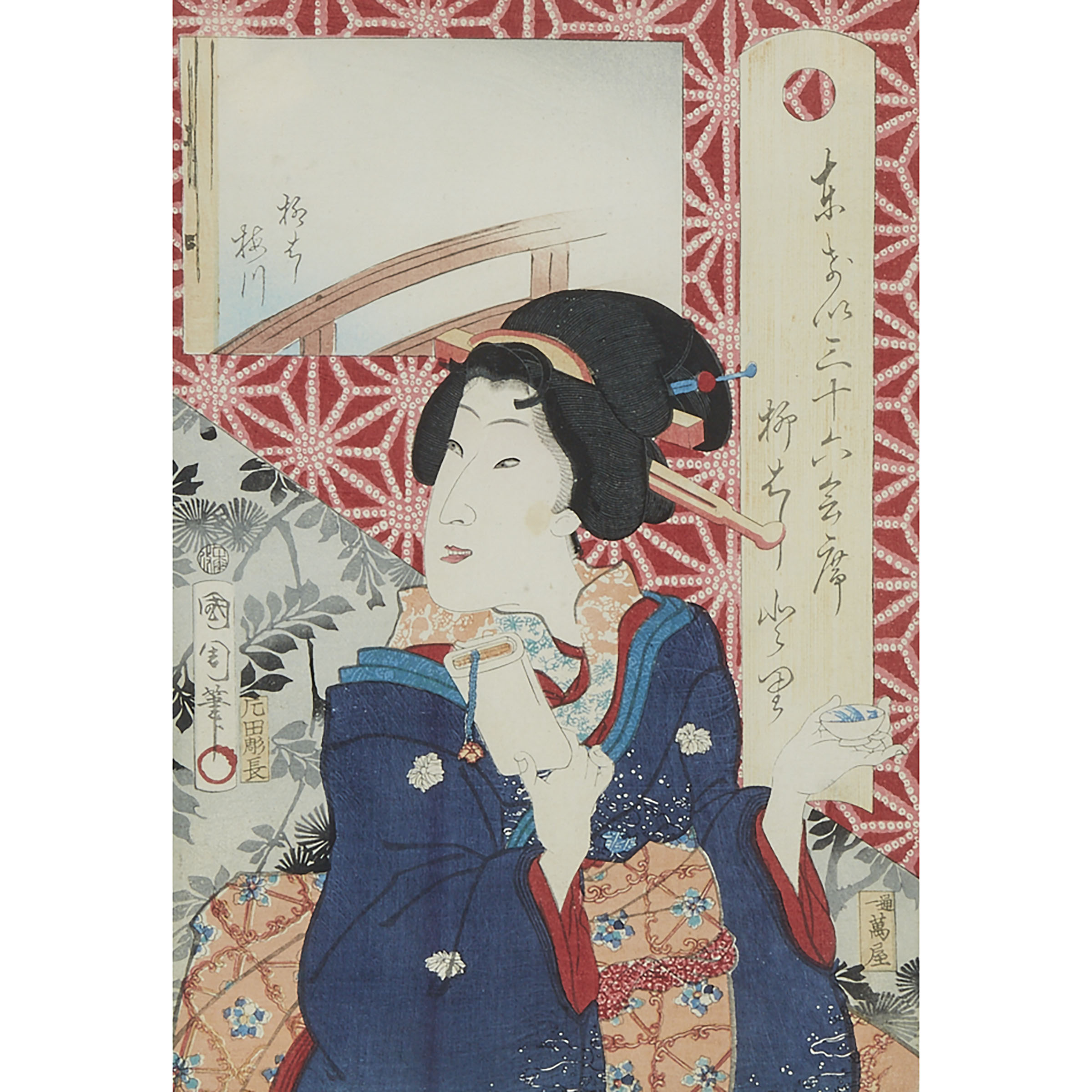 A Framed Japanese Woodblock Print, 20th Century