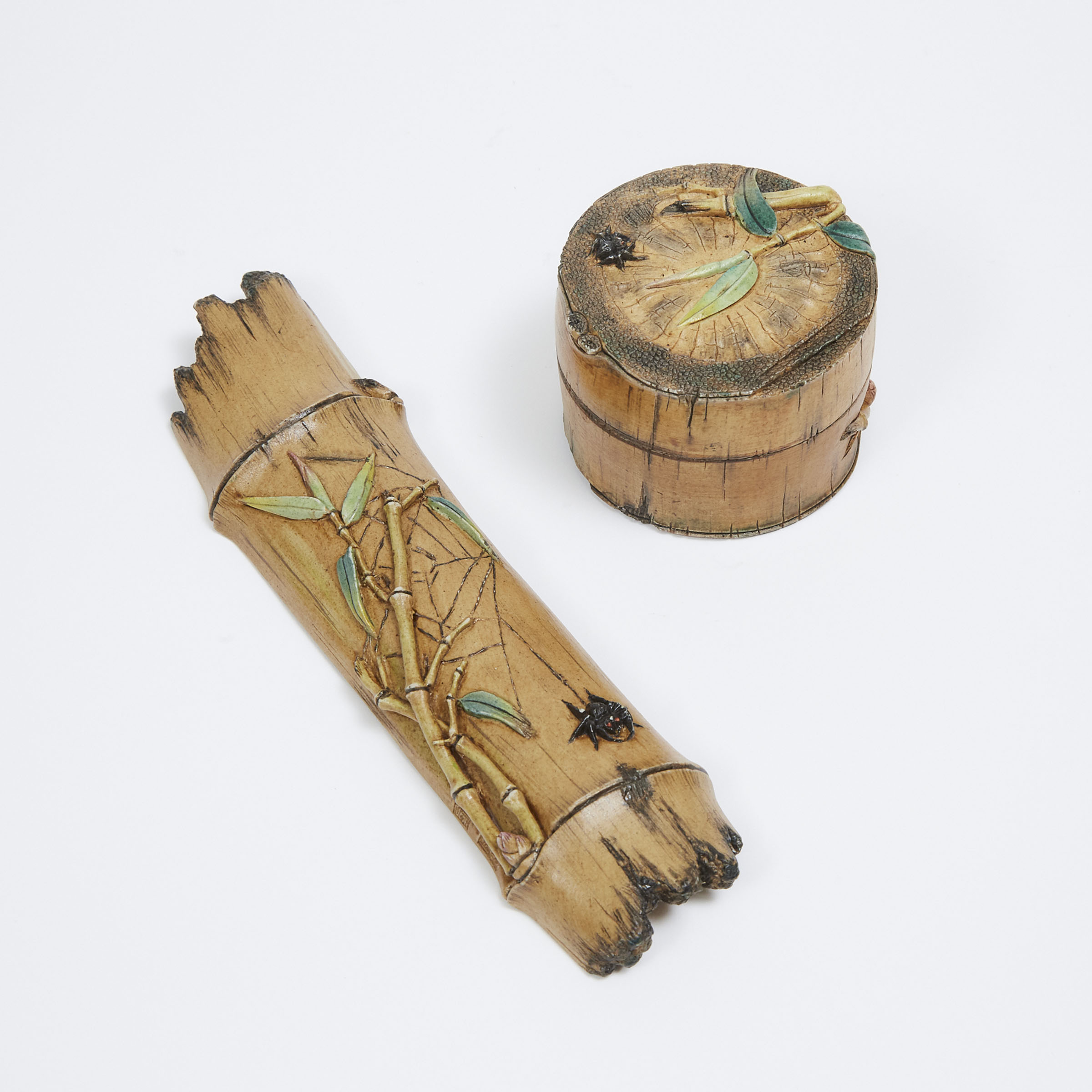 Two Ceramic Trompe L'oeil 'Bamboo' Wares 
