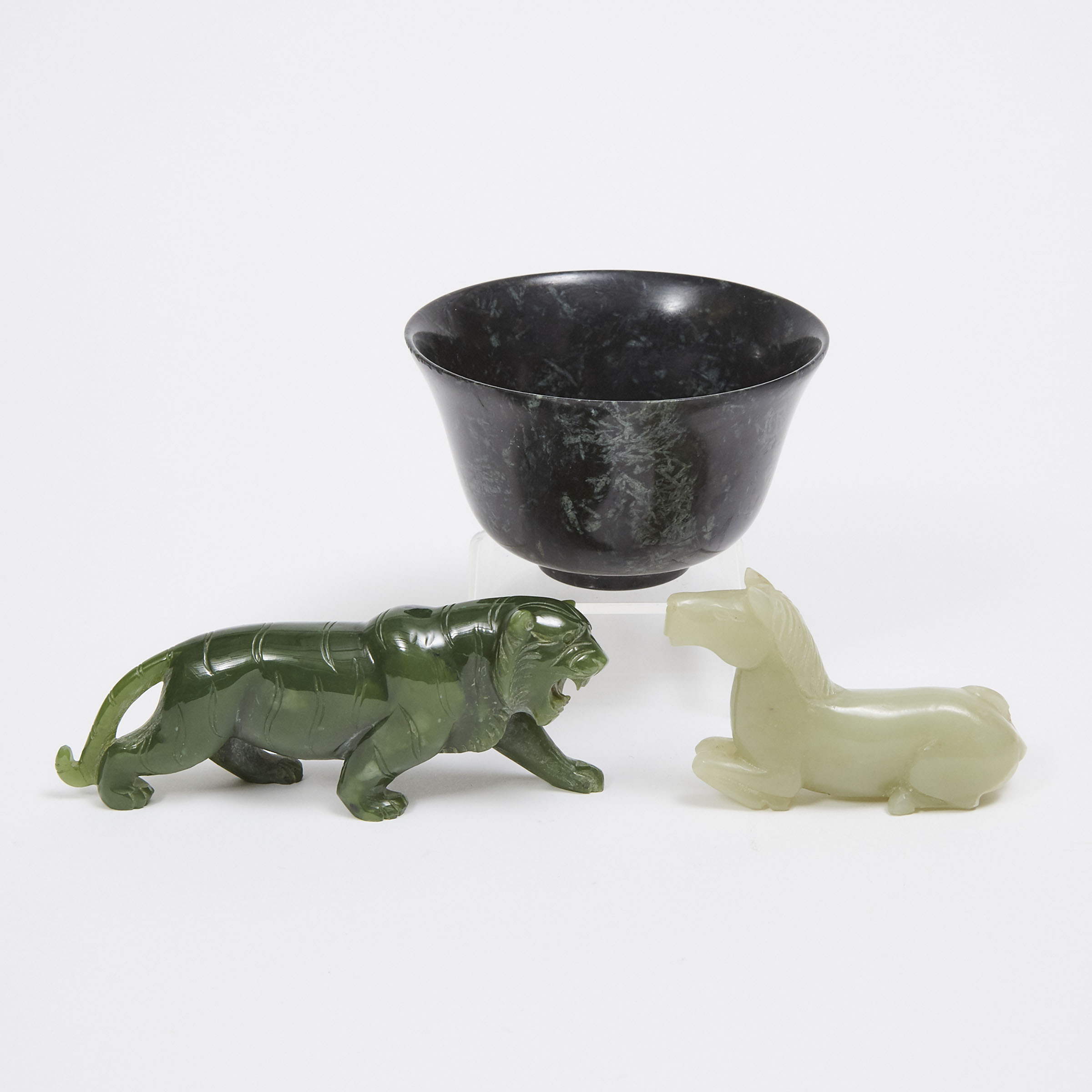 A Group of Three Jade and Hardstone Carvings