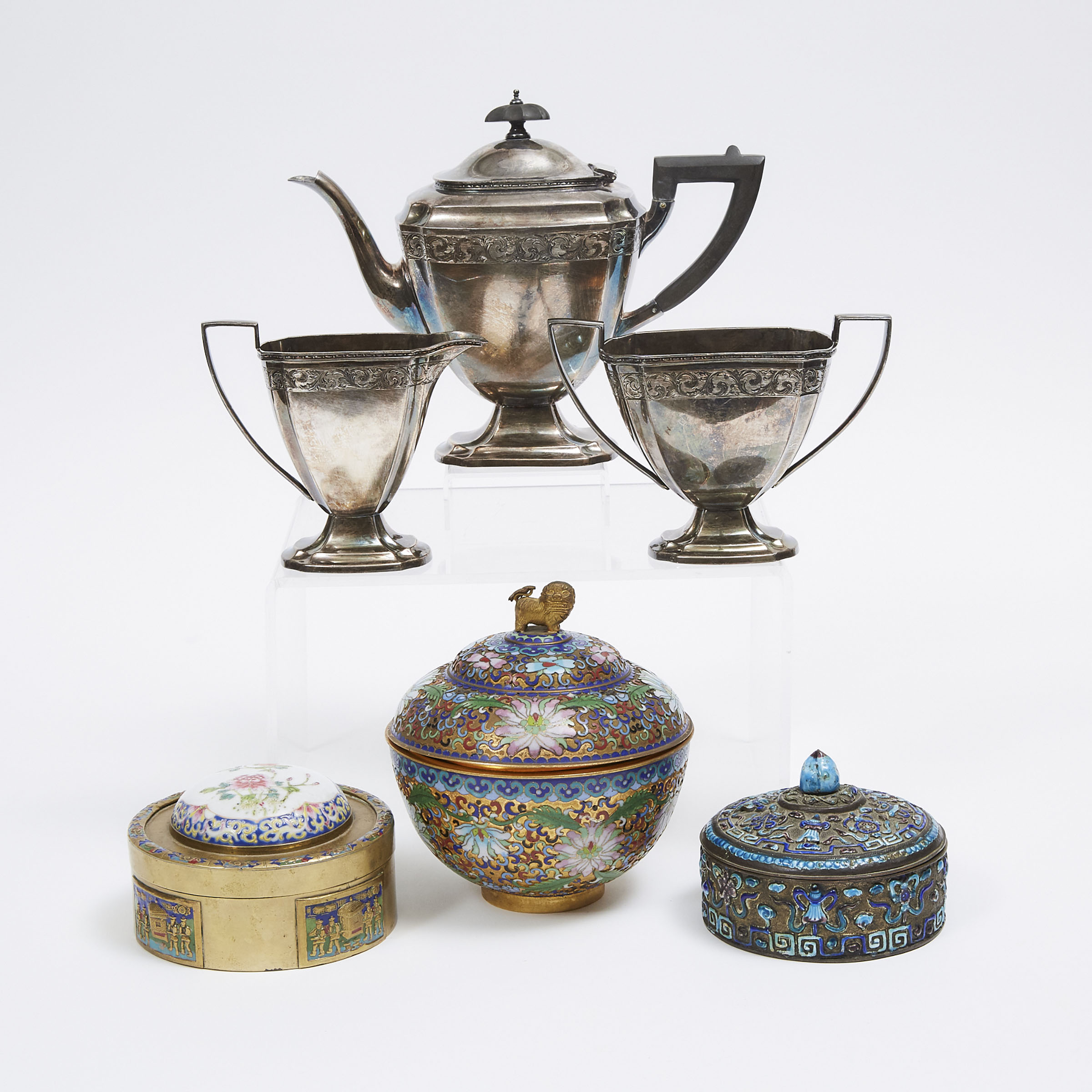 A Group of Six Chinese Metal Wares