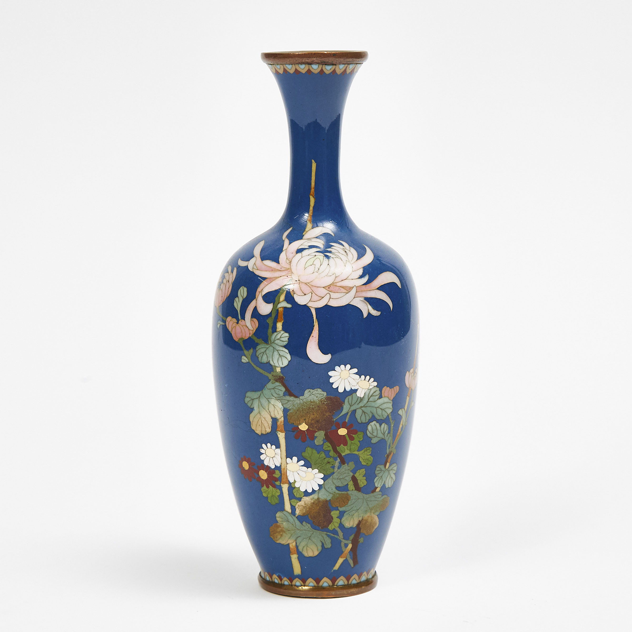 A Blue Ground Cloisonné Vase, Meiji Period 