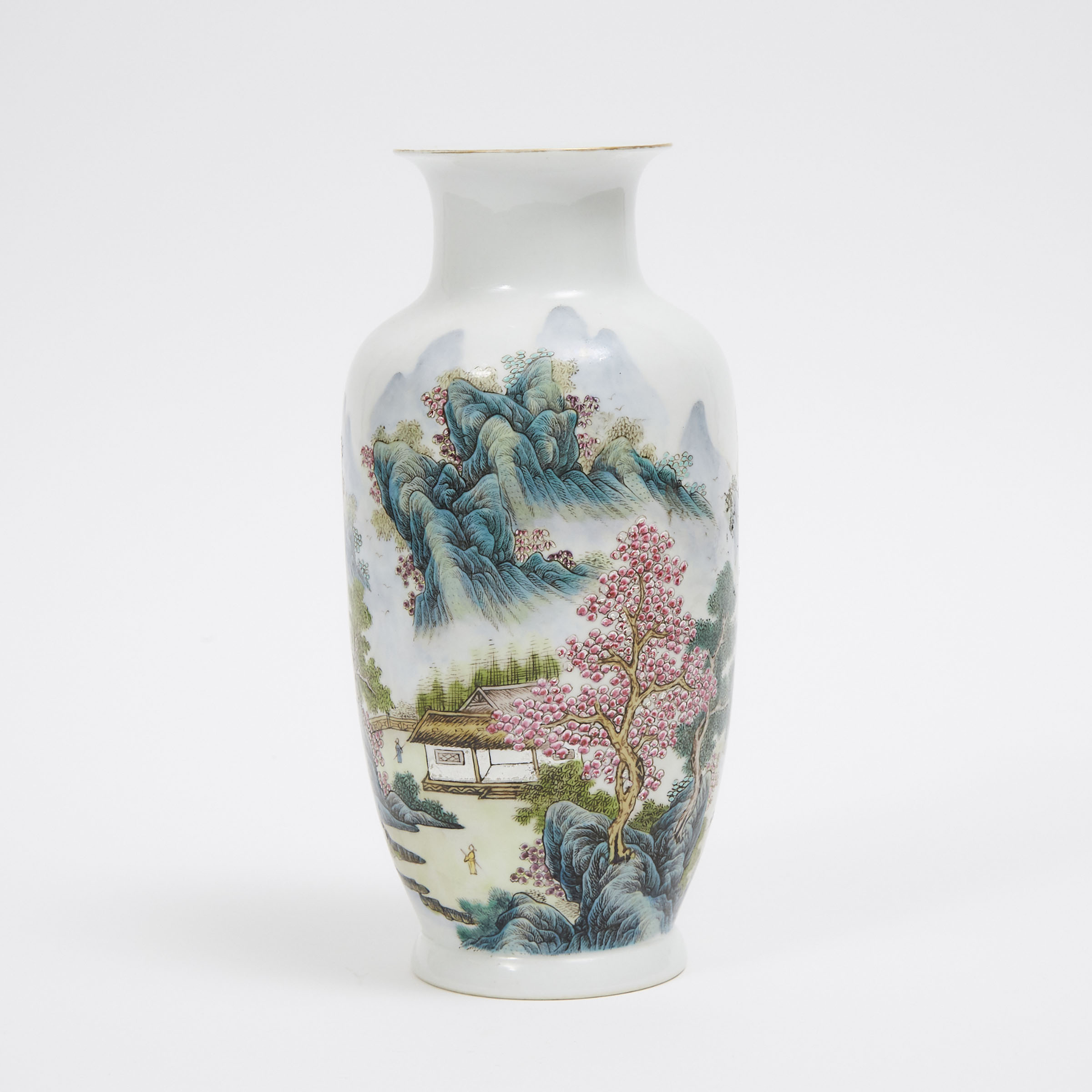A Famille Rose 'Landscape' Vase, Republican Period