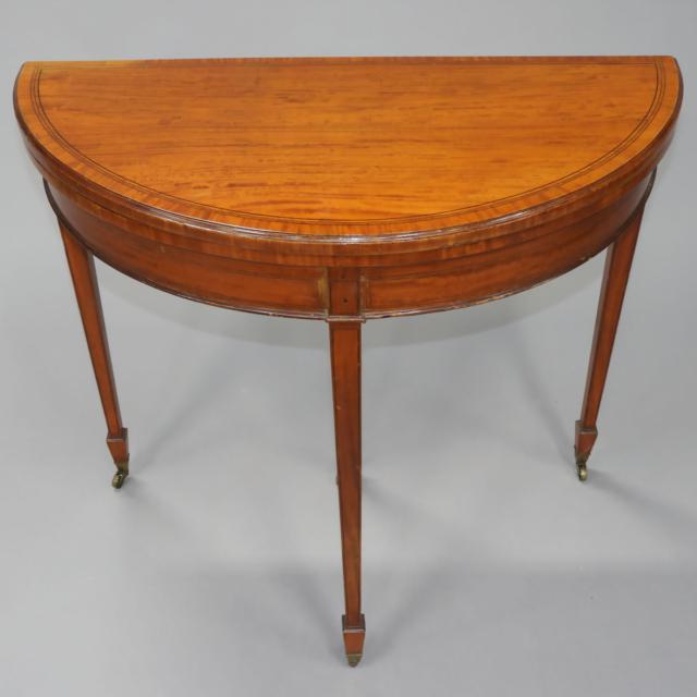 Regency Style Satinwood Demi Lune Tea Table, Maple & Co., London, c.1900