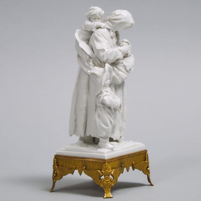 'Sèvres' White Glazed Figure Group of a Mother and Children, late 19th century