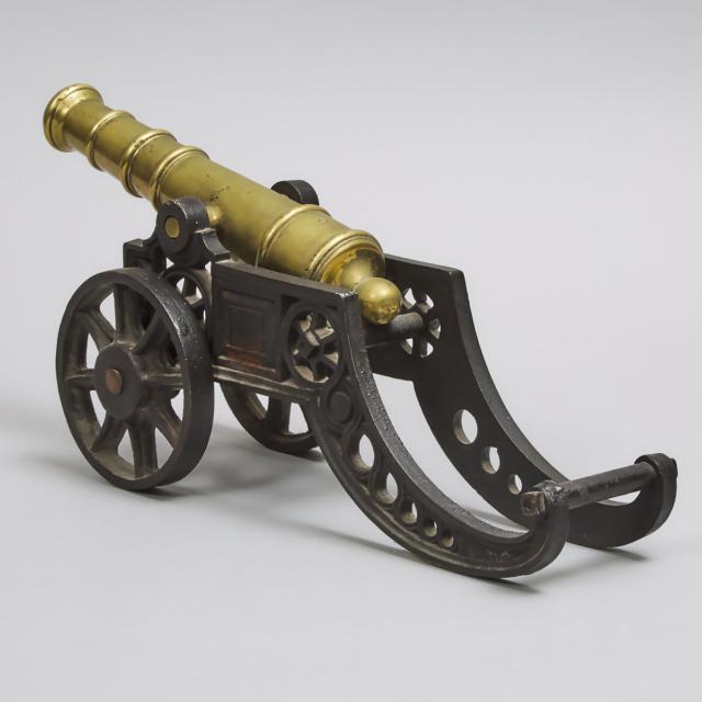 Cast Iron and Brass Model of a Field Cannon, early-mid 20th century
