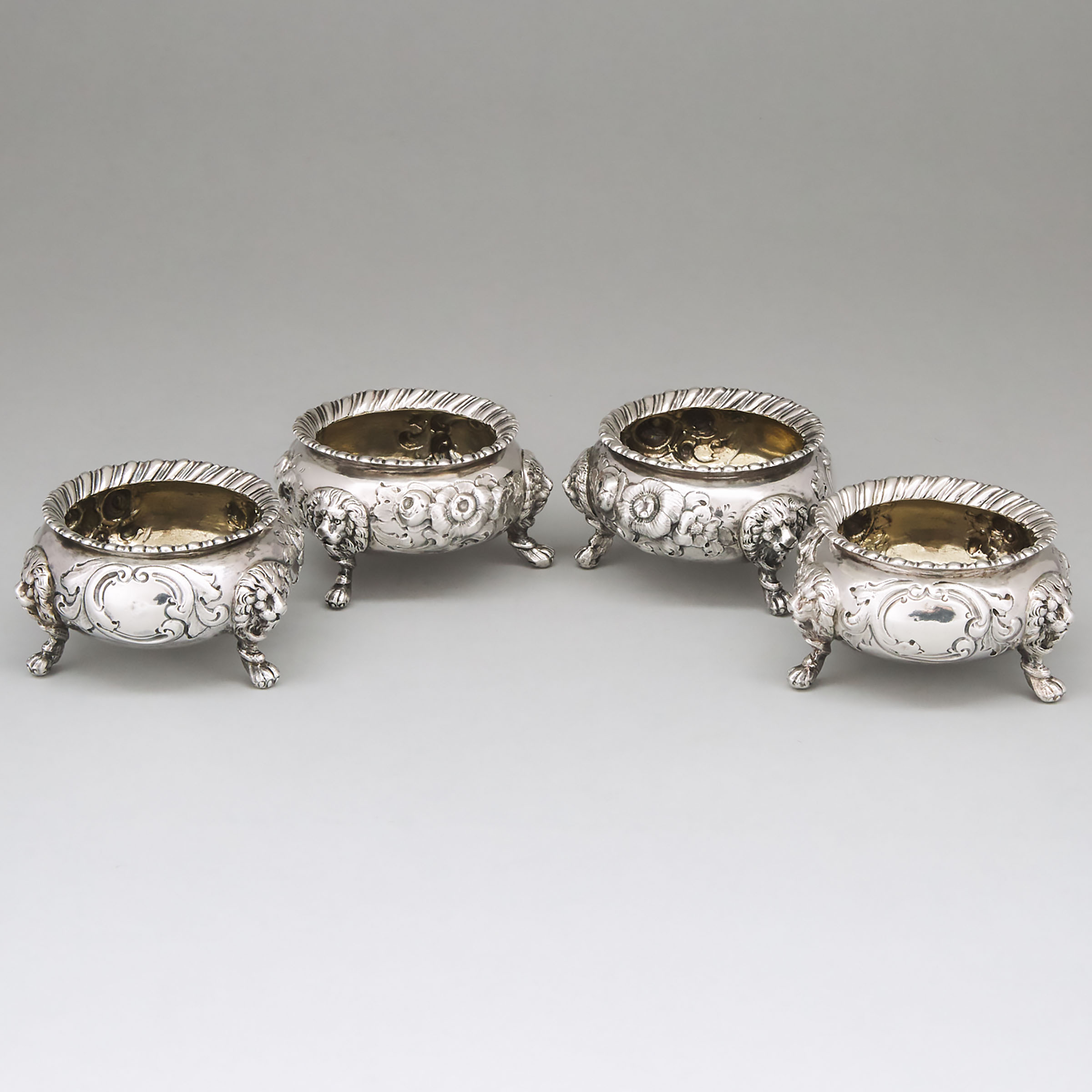 Set of Four Victorian Silver Salt Cellars, William Robert Smily, London, 1857