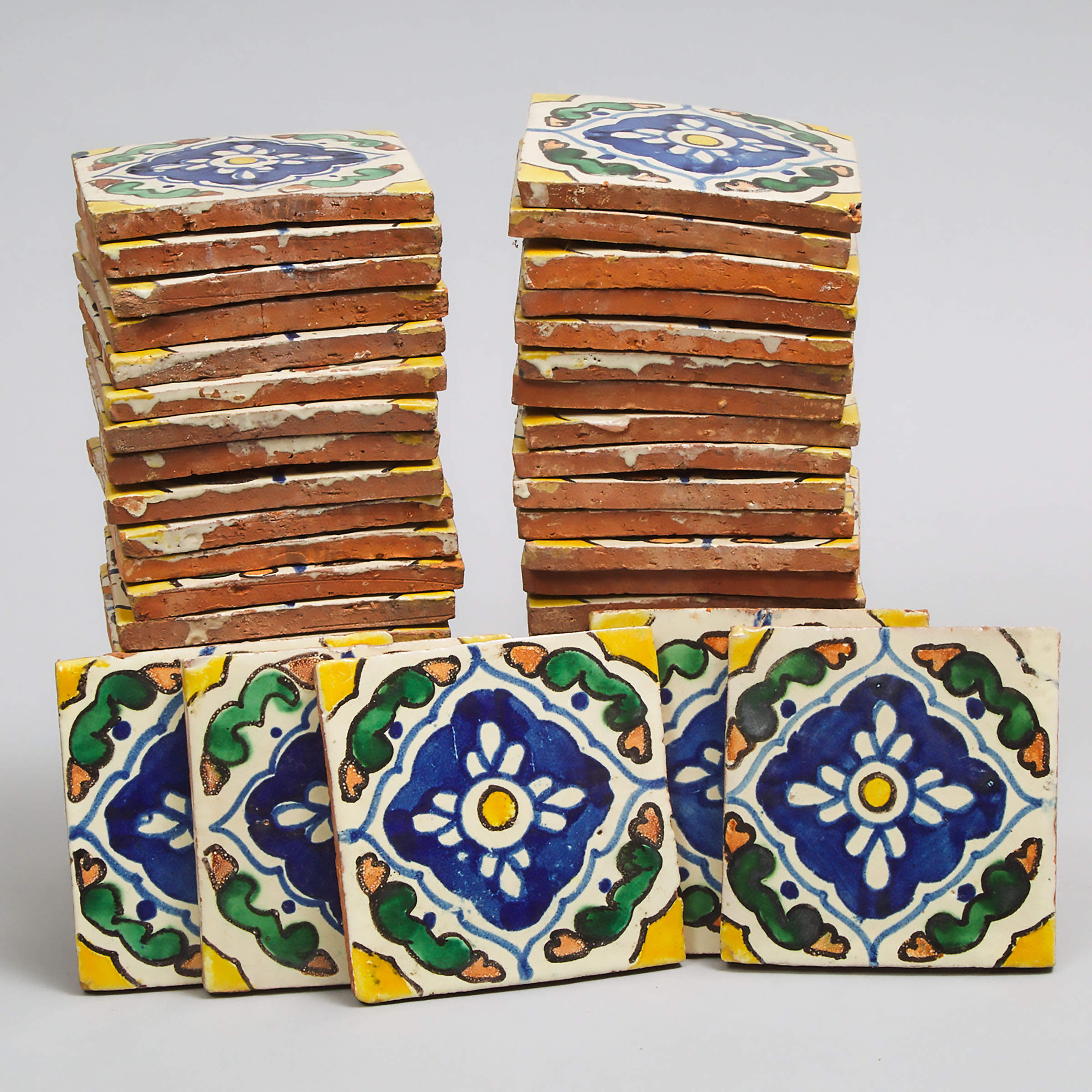 Fifty Italian Pottery Decorative Wall Tiles, 20th century