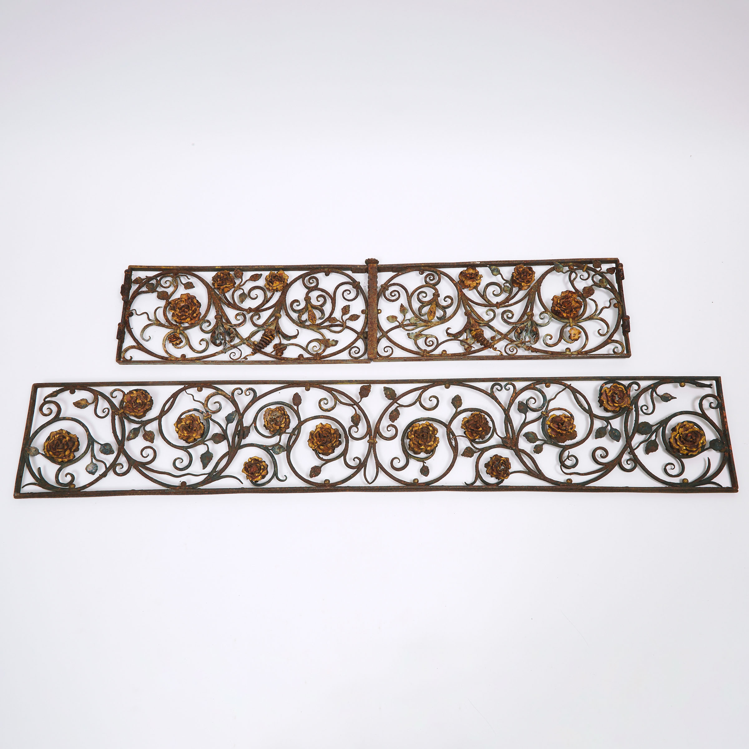 Two Painted Wrought Iron Window Grates, c.1900