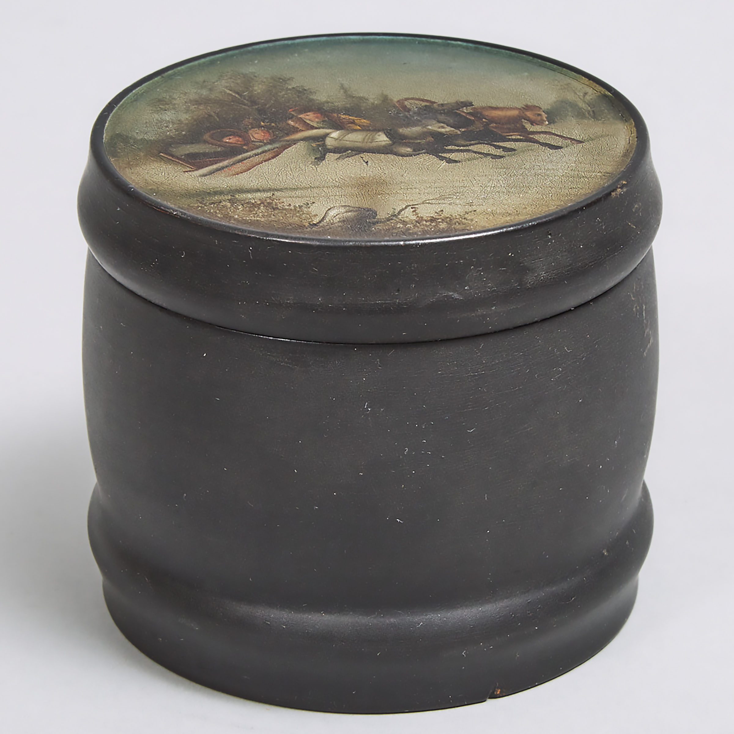 Russian Palekh Lacquer Tobacco Canister, c.1900